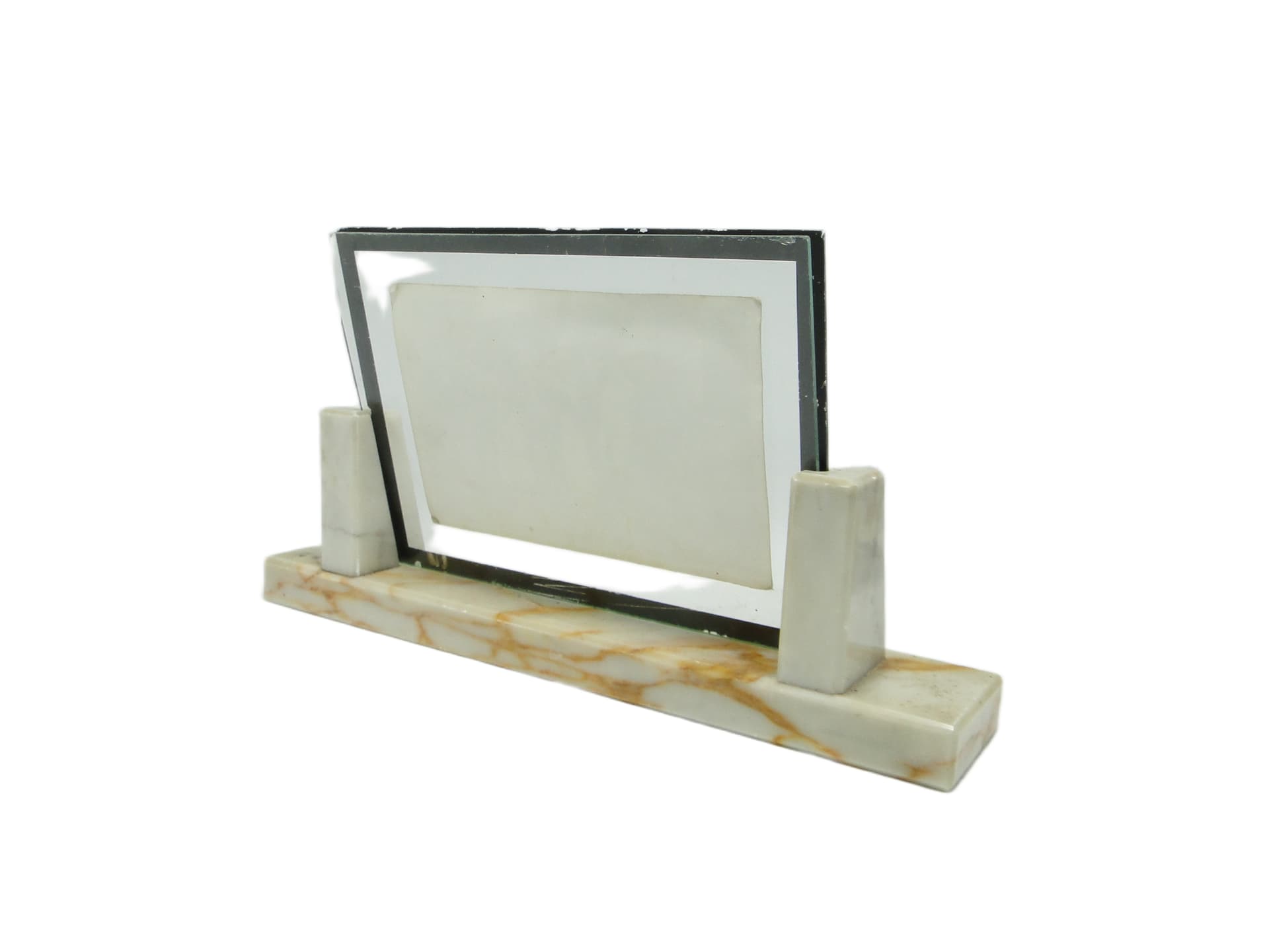 Ramka na zdjęcia Art Deco, marmur kremowobiały, Belgia, lata 30. - 95971