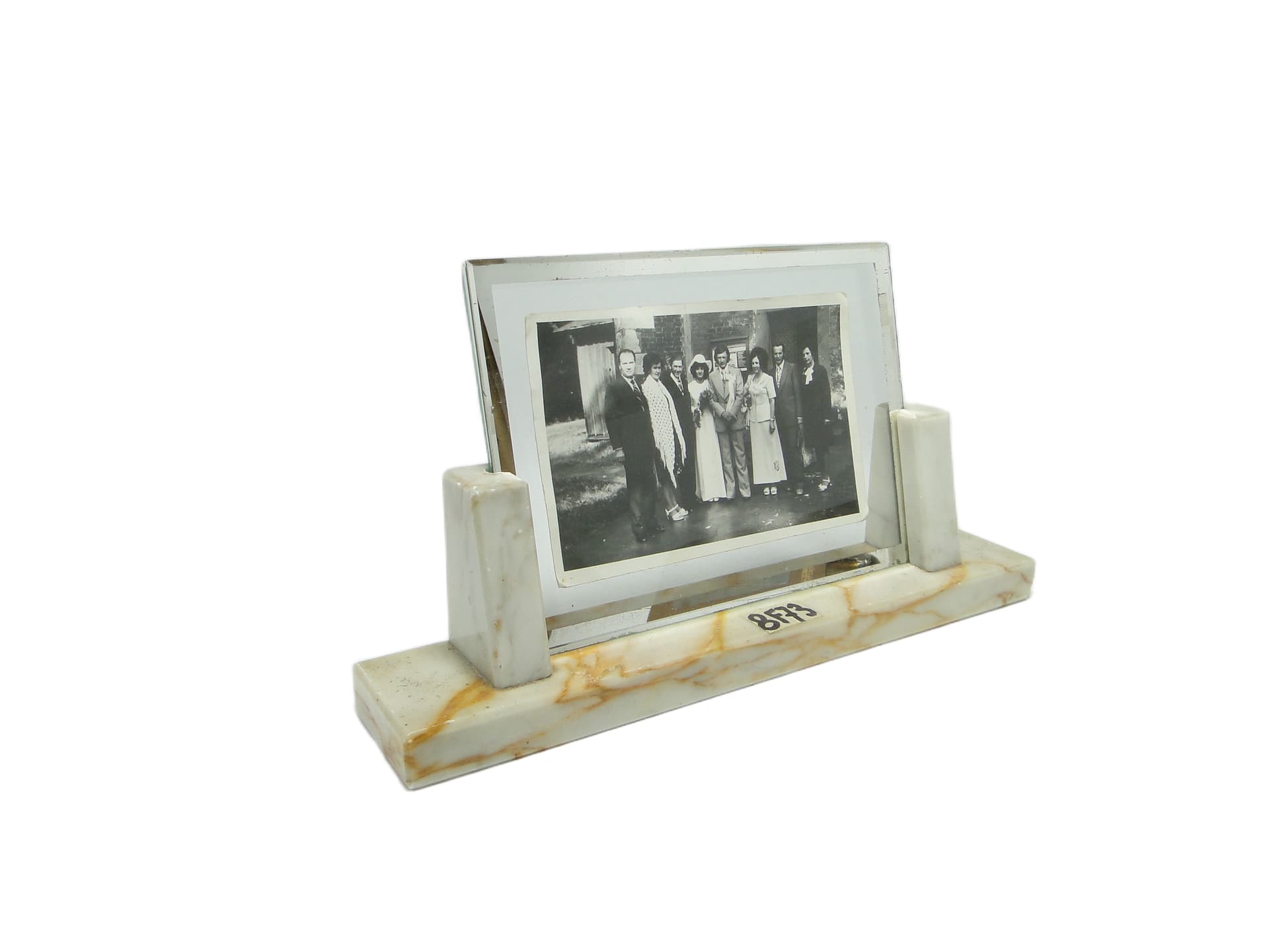 Ramka na zdjęcia Art Deco, marmur kremowobiały, Belgia, lata 30. - 95968