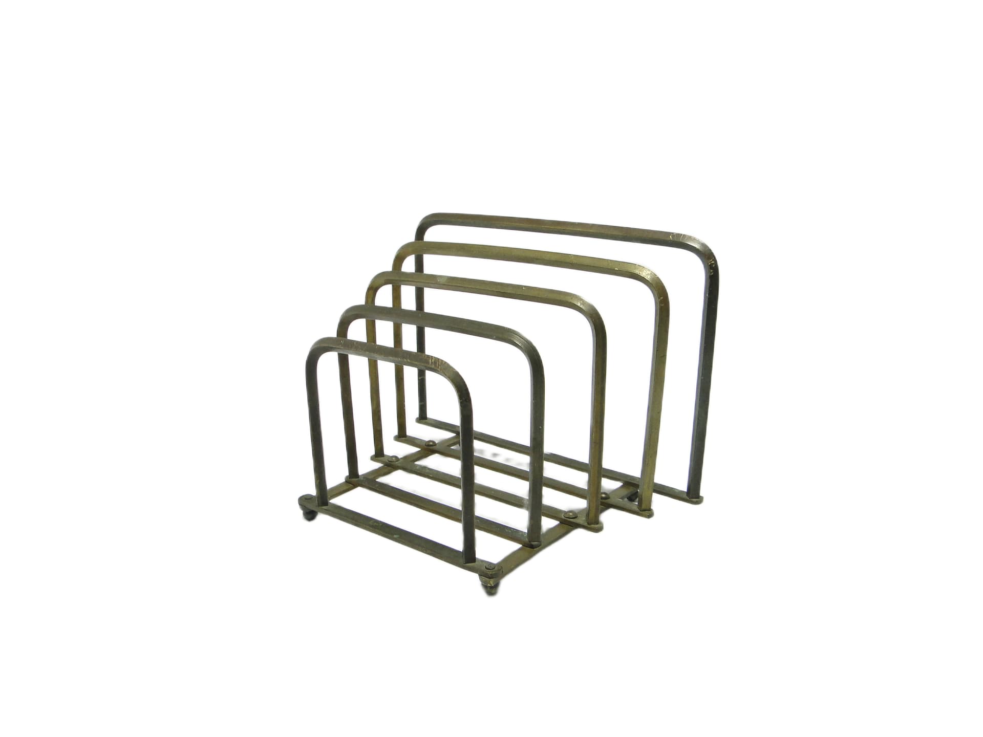 Bauhaus letter rack, brass, Germany, 1930s.
