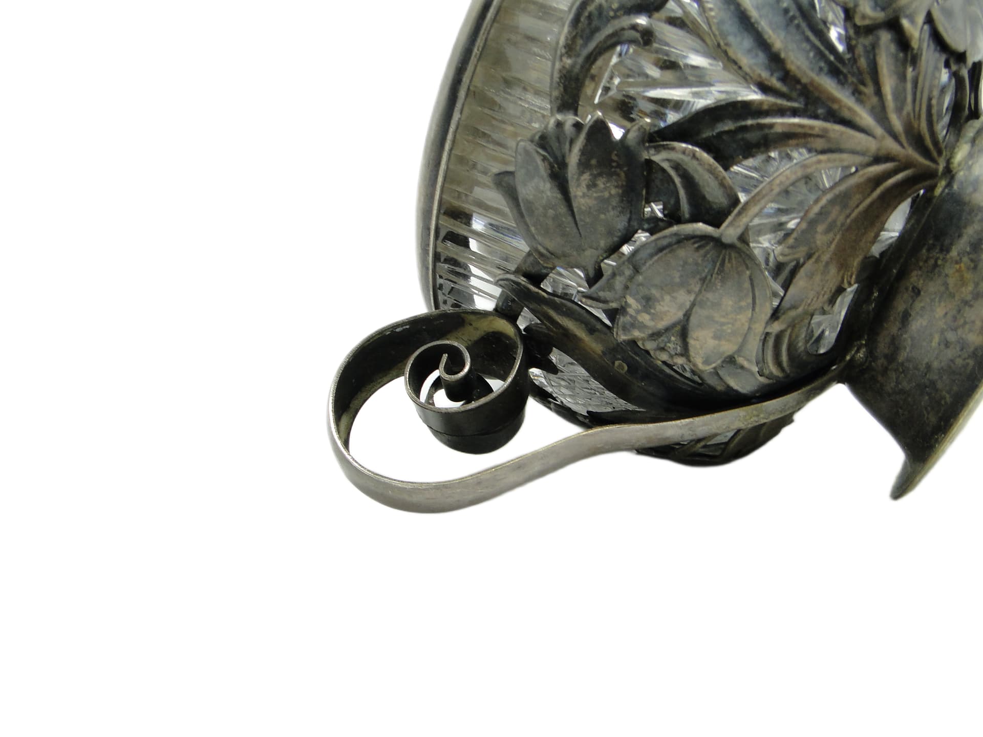 Cukiernica Art Nouveau, mosiądz srebrzony, szkło, Polska, lata 60. - 96319