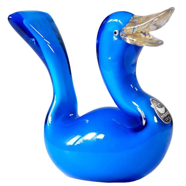 Szklana figurka kaczki, Mazzega, Włochy, lata 60. - WYMIARY