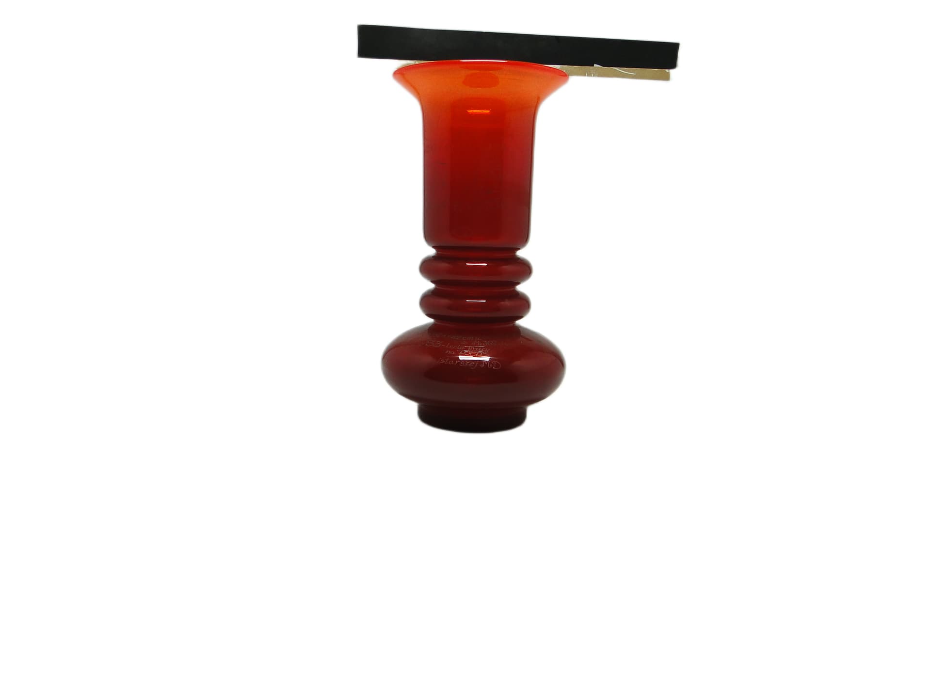 Wazon mid-century modern, szkło czerwone, proj. L. Fiedorowicz, Polska, lata 70. - 96360