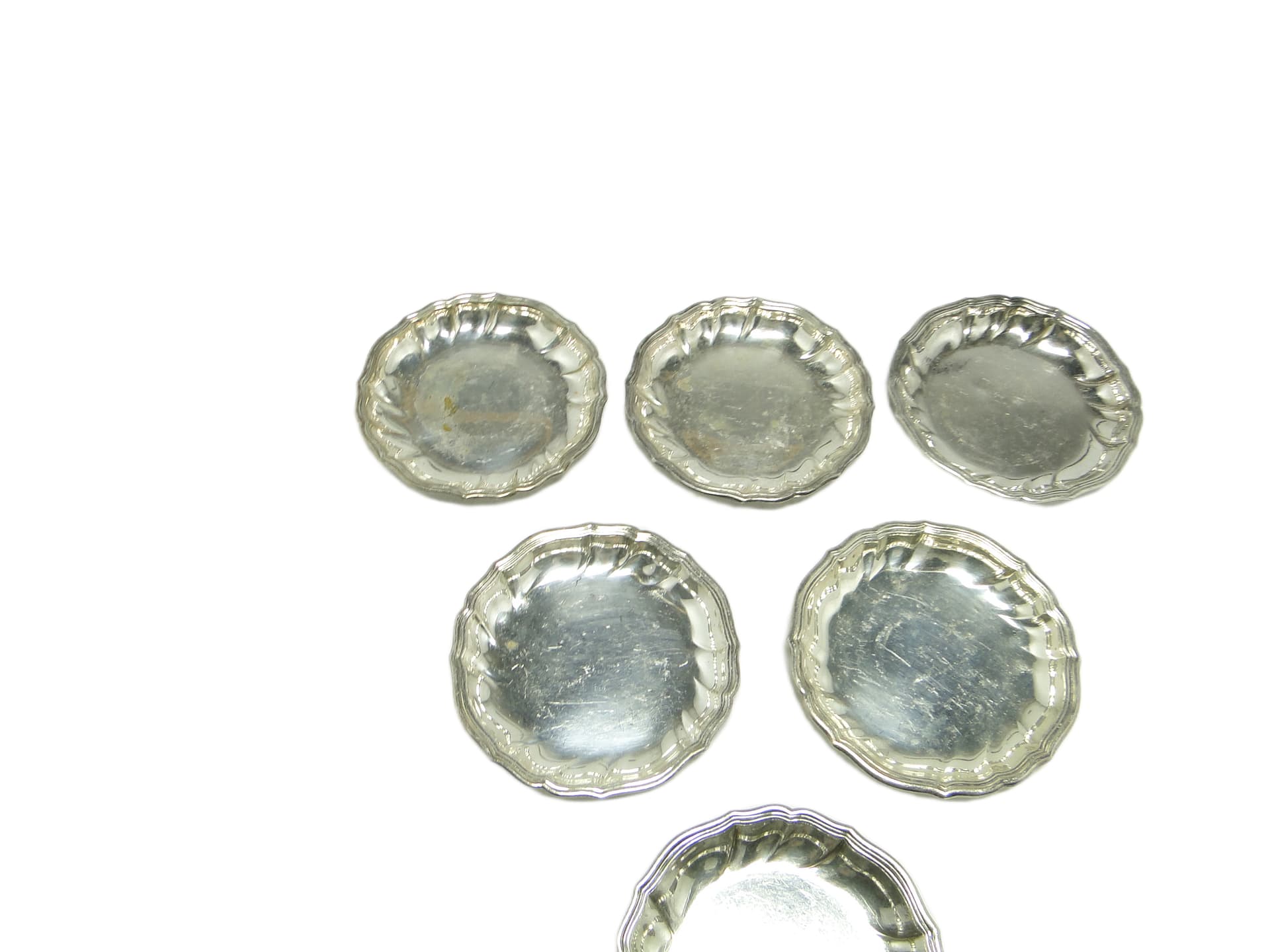 Komplet podstawek pod kieliszki Art Deco, mosiądz srebrzony, Niemcy, lata 50. - 96456