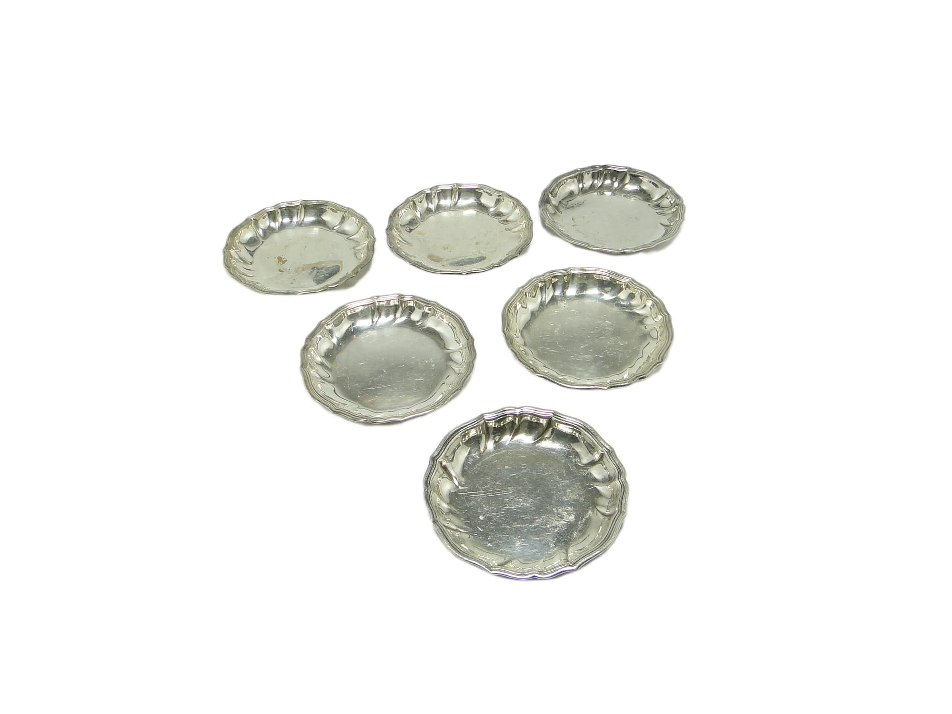 Komplet podstawek pod kieliszki Art Deco, mosiądz srebrzony, Niemcy, lata 50. - 96452