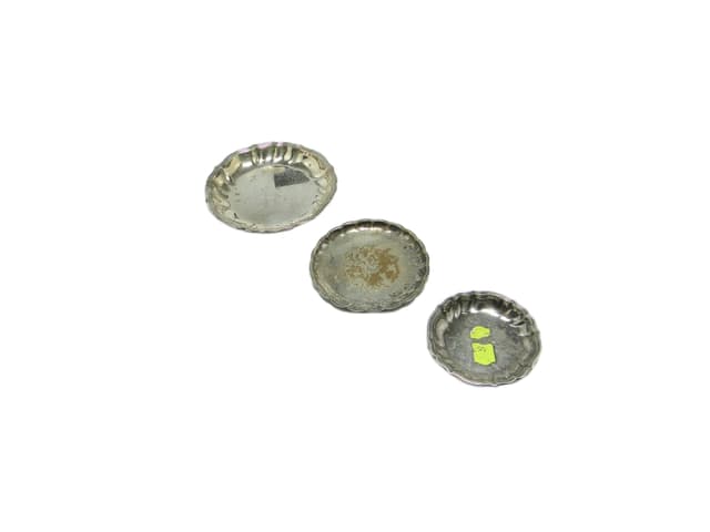 Zestaw podstawek Art Deco, mosiądz srebrzony, Niemcy, lata 50. - WYMIARY