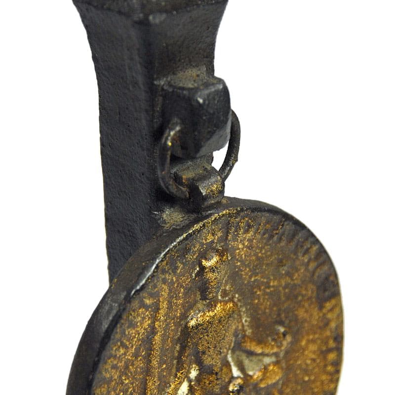 Brutalist Candle Holder with Medallion, Wrought Iron, 1960s - 7054