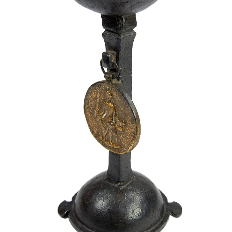 Brutalist Candle Holder with Medallion, Wrought Iron, 1960s - 7058