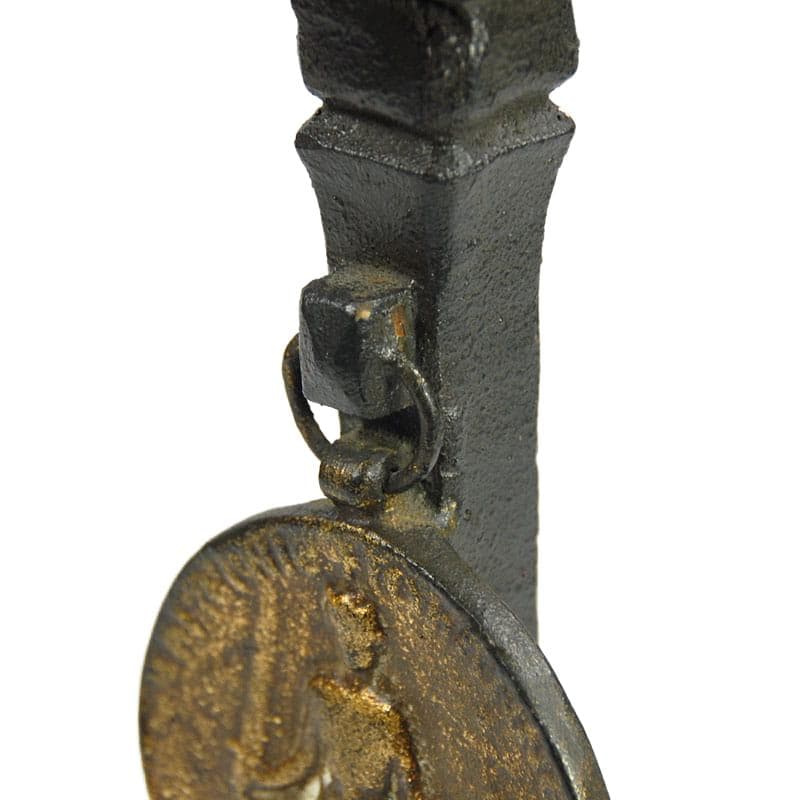 Brutalist Candle Holder with Medallion, Wrought Iron, 1960s - 7059