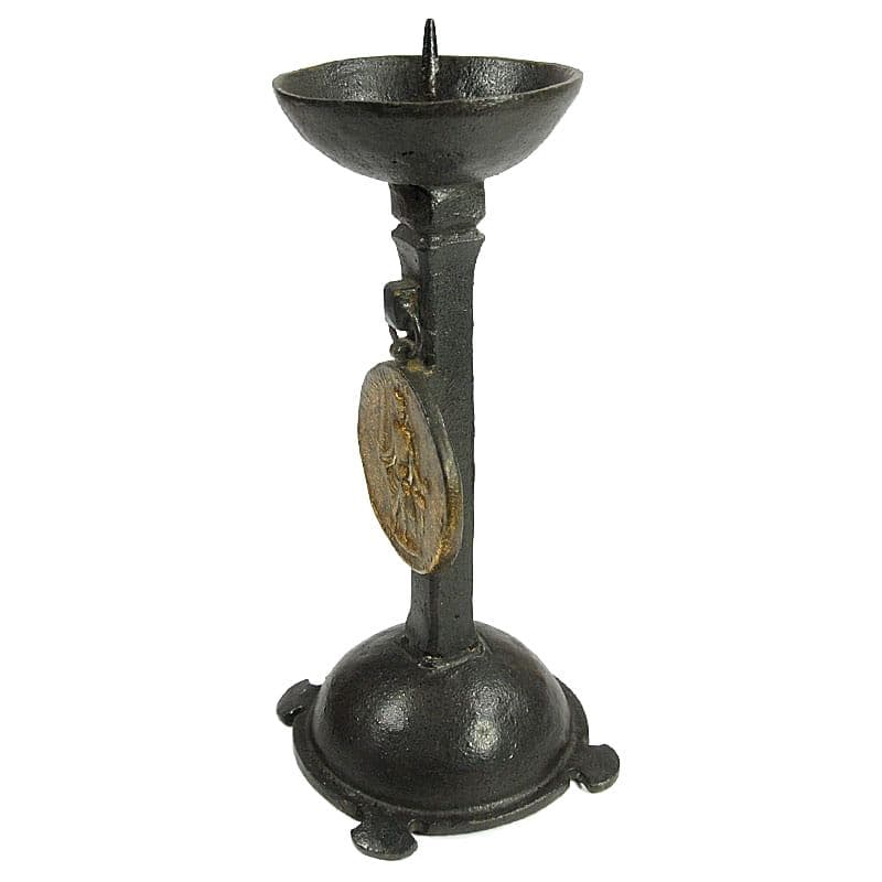Brutalist Candle Holder with Medallion, Wrought Iron, 1960s - 7057