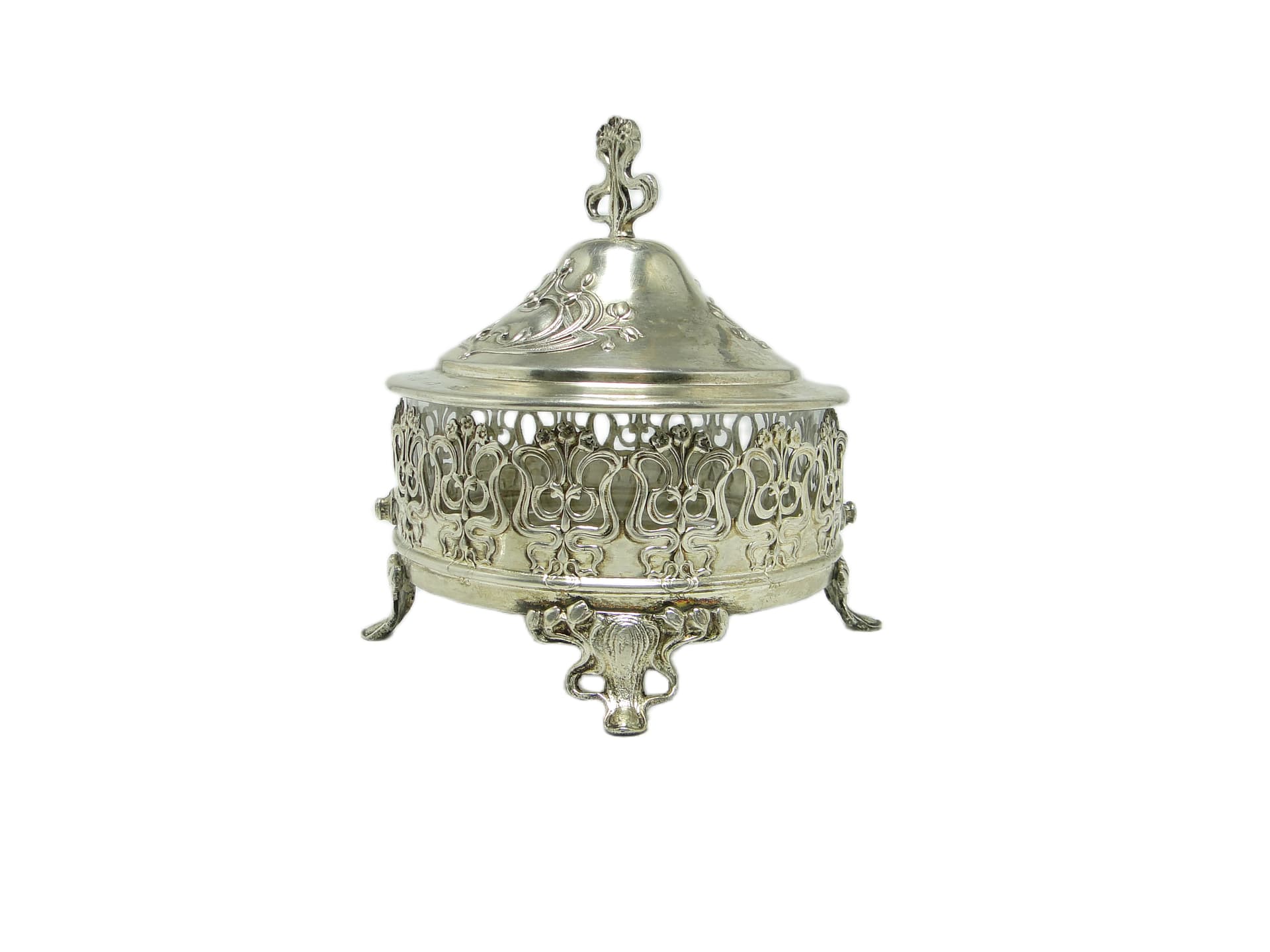 Bomboniera, Art Nouveau, mosiądz srebrzony, Niemcy, początek XX w.