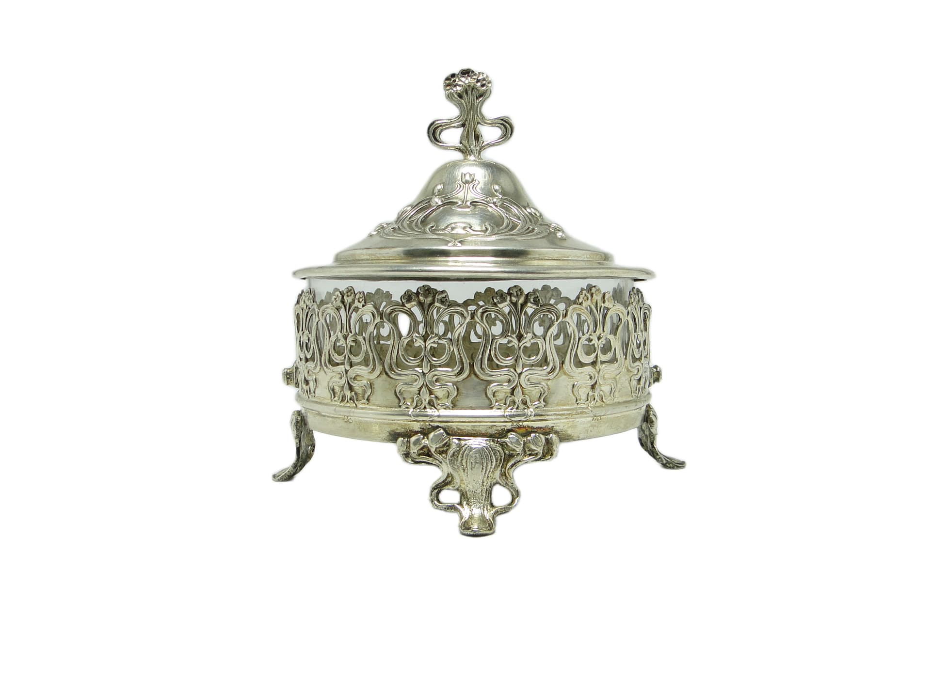 Bomboniera, Art Nouveau, mosiądz srebrzony, Niemcy, początek XX w. - 96493