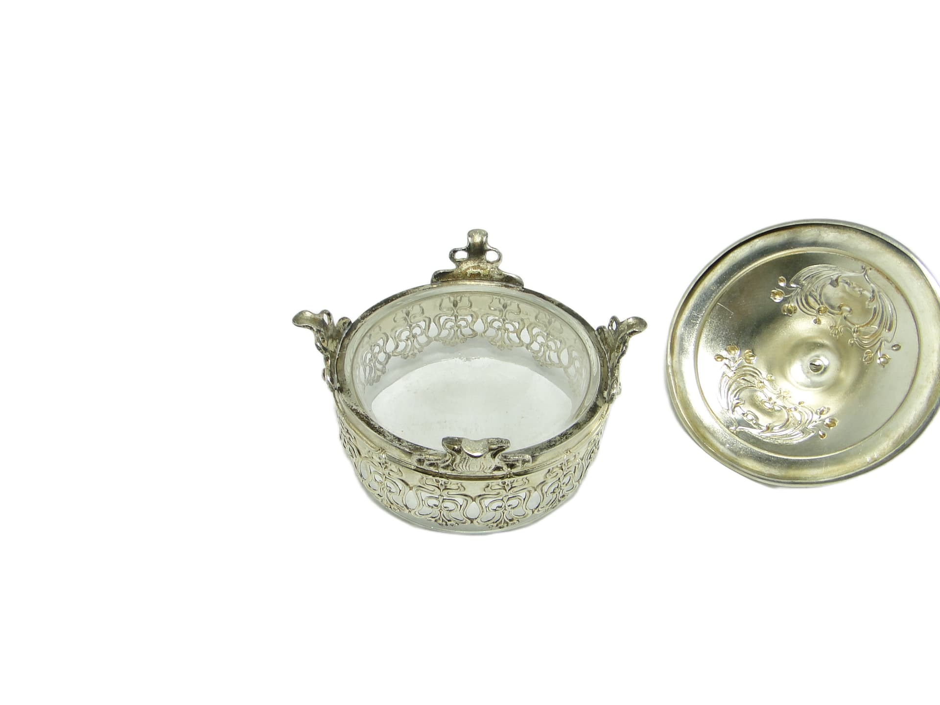 Bomboniera, Art Nouveau, mosiądz srebrzony, Niemcy, początek XX w. - 96494