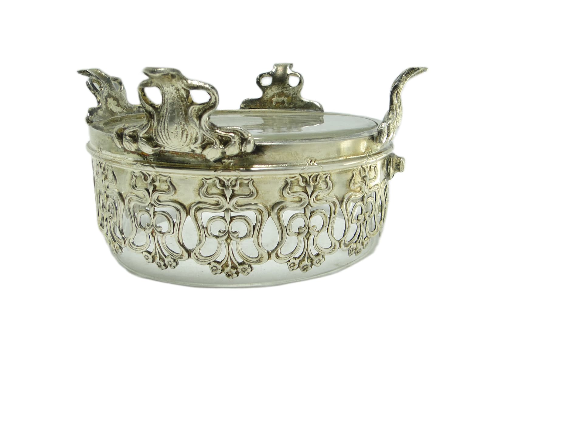 Bomboniera, Art Nouveau, mosiądz srebrzony, Niemcy, początek XX w. - 96495