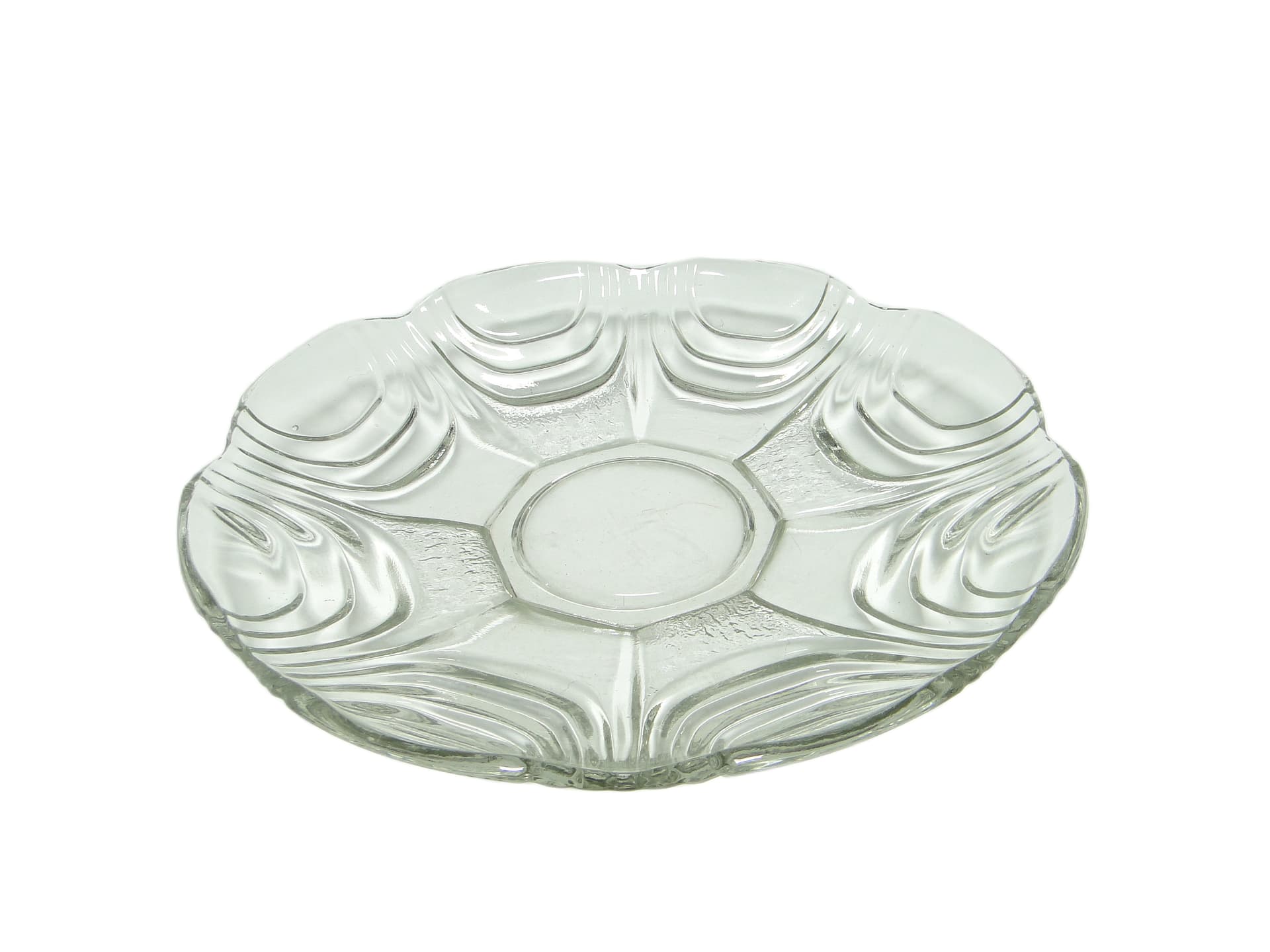 Patera, modernizm, szkło transparentne, Huta Hortensja, Polska, lata 50. - 96509