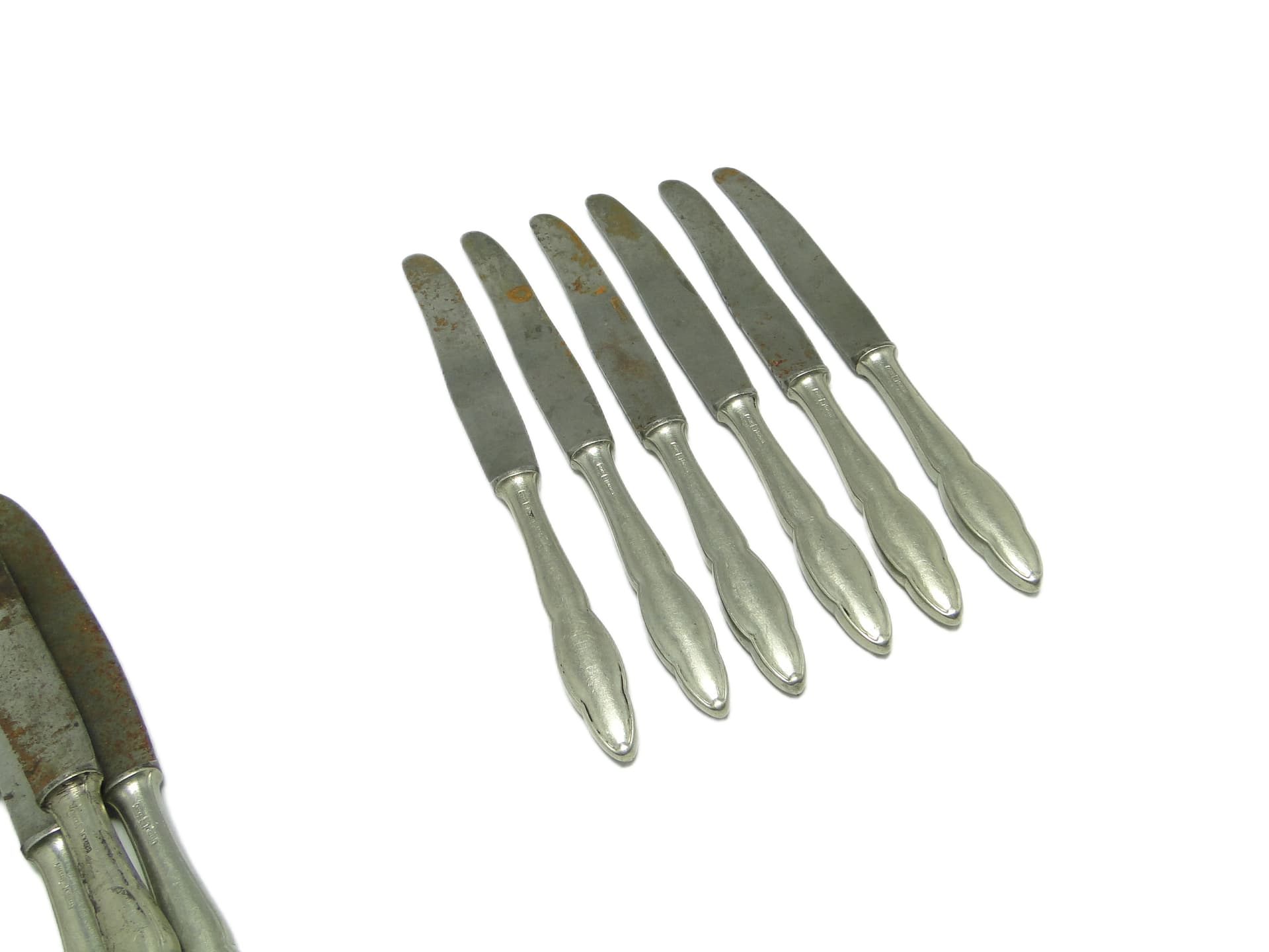 Modernist bread knife set, silver-plated brass, Poland, 1950s. - 96677