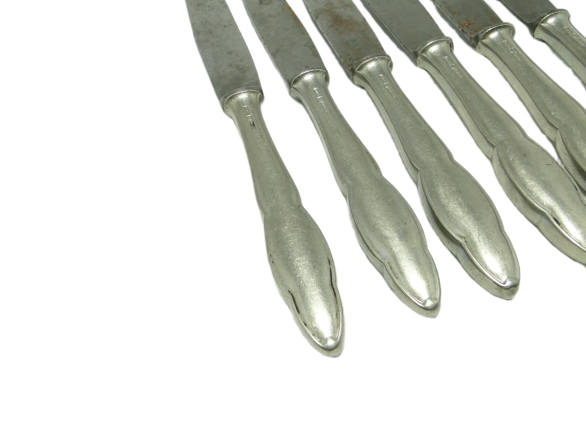 Modernist bread knife set, silver-plated brass, Poland, 1950s. - 96681