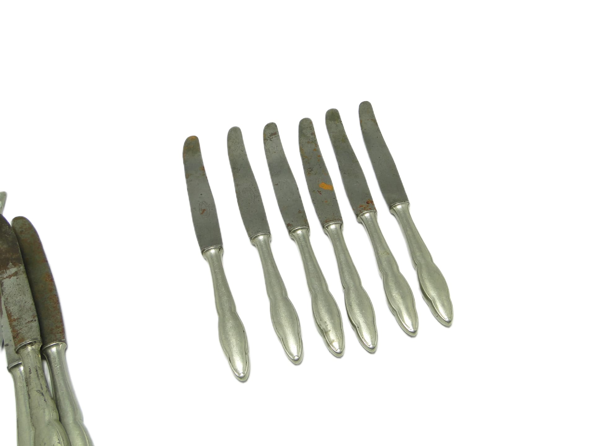 Modernist bread knife set, silver-plated brass, Poland, 1950s. - 96679