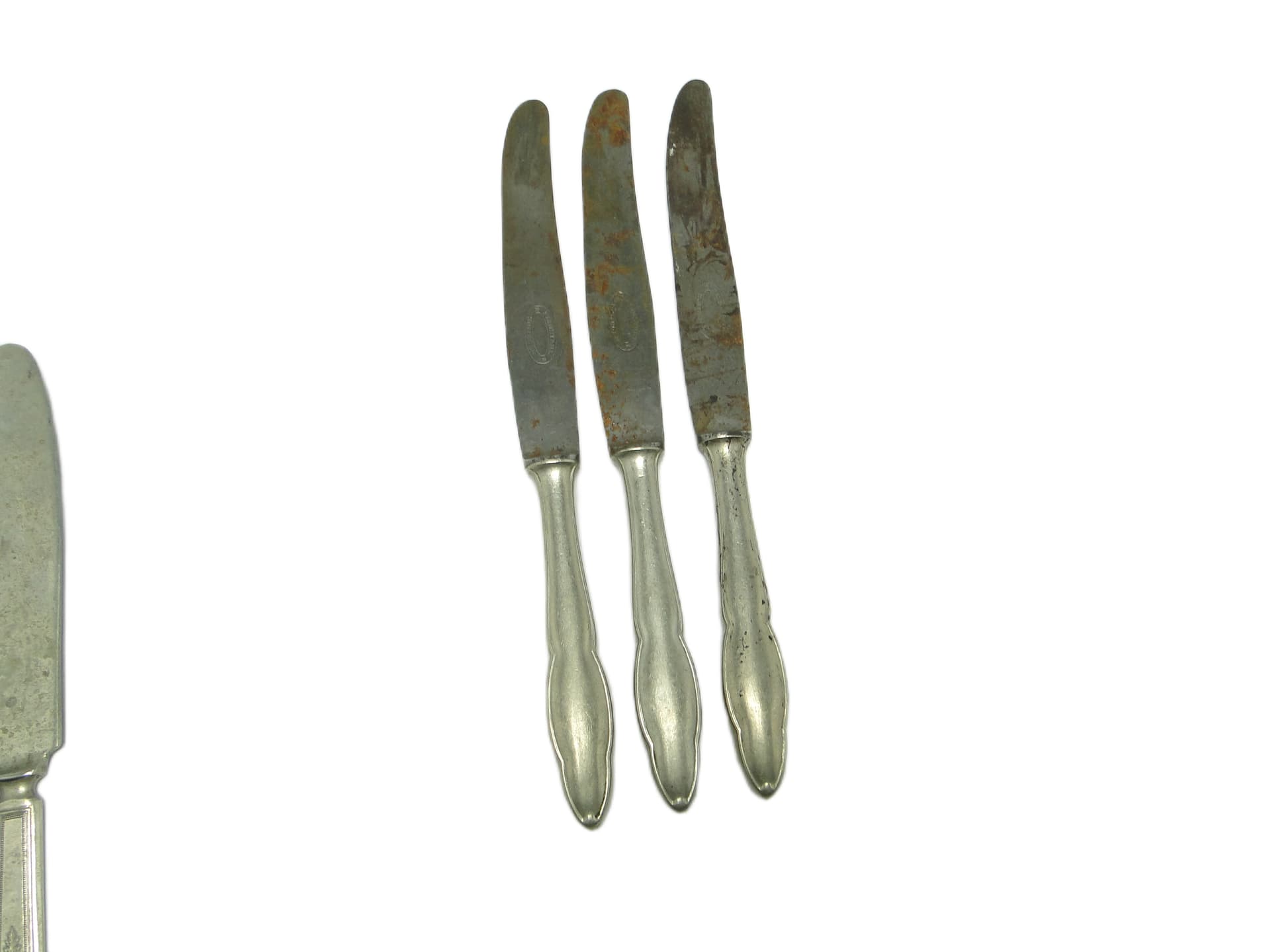 Set of three bread knives, mid-century modern, silver-plated brass, Poland, 1950s. - 96687