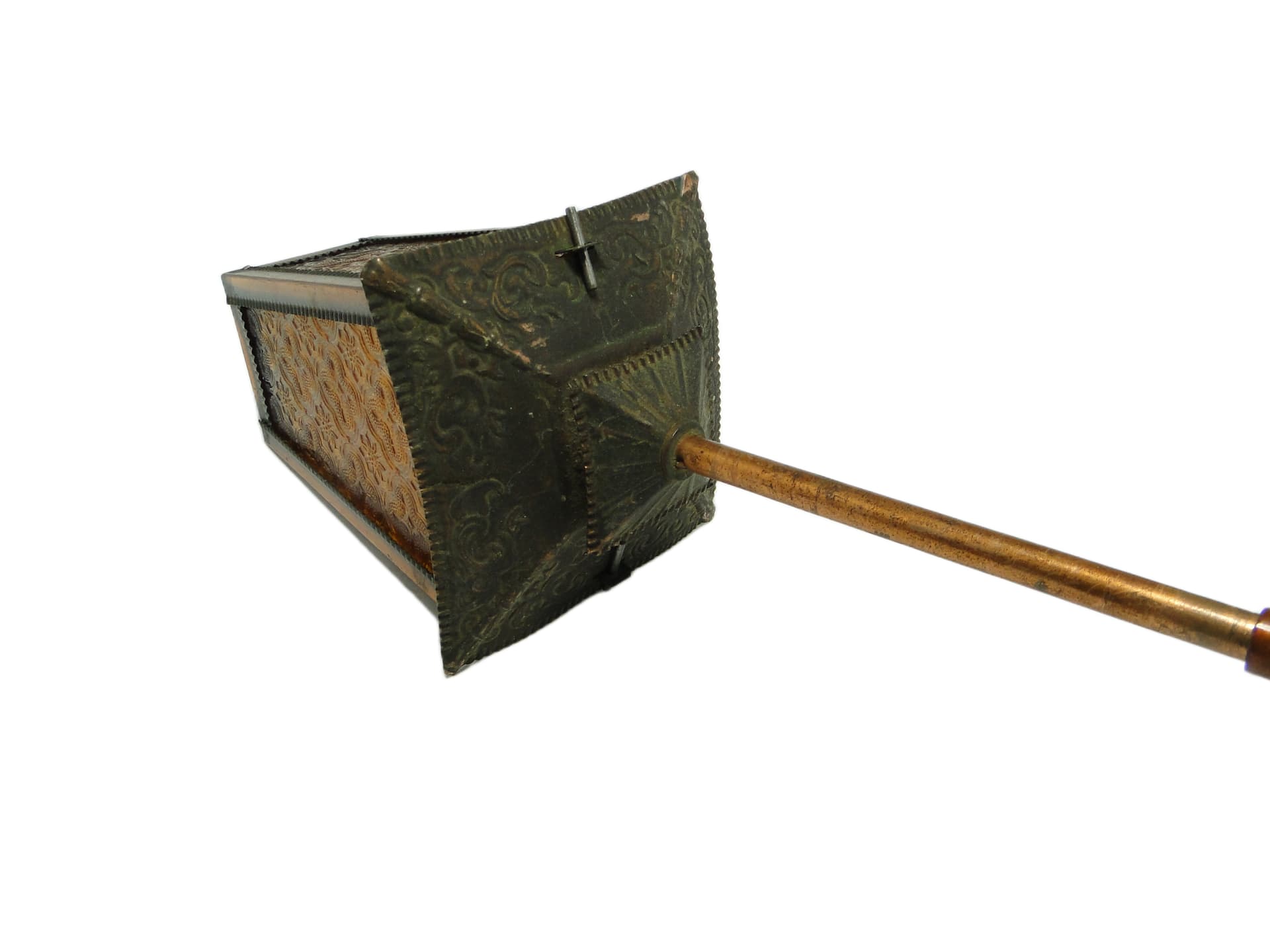 Lampa sufitowa, mid-century modern, miedziowana stal, szkło, Polska, lata 70. - 96743