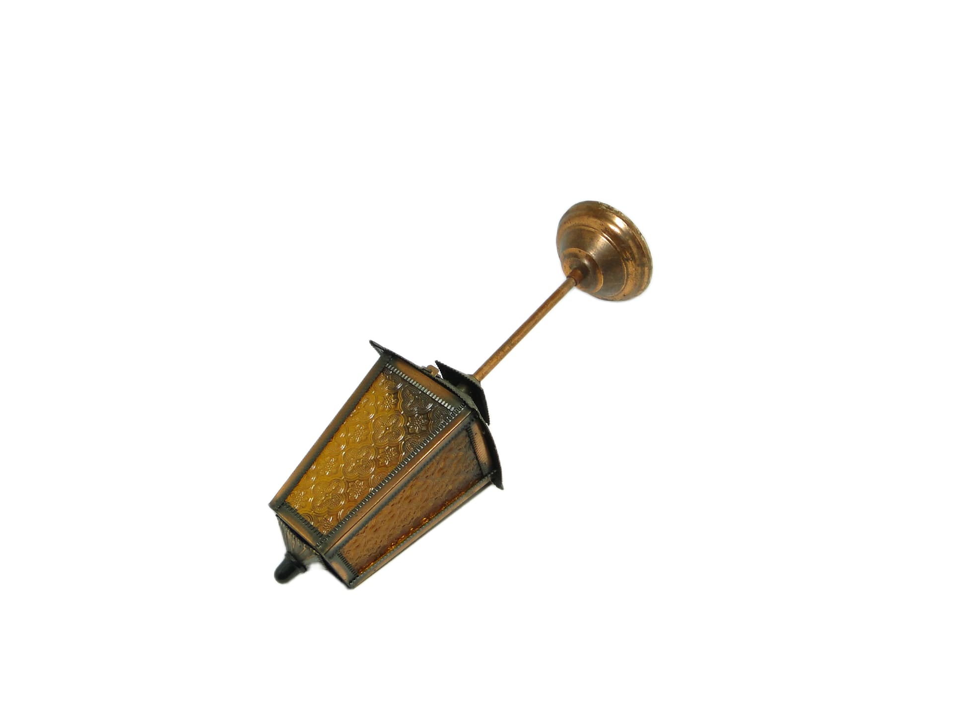 Lampa sufitowa, mid-century modern, miedziowana stal, szkło, Polska, lata 70. - 96739