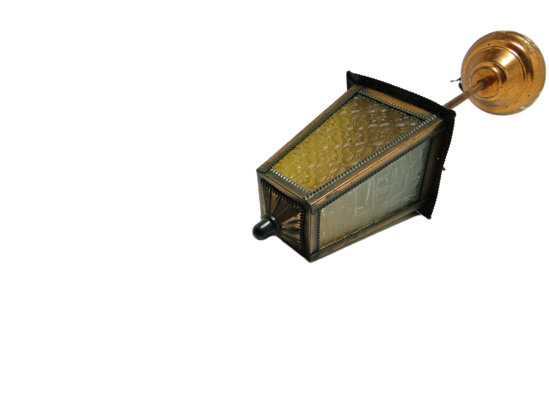 Art Deco ceiling lamp, copper, glass, Poland, 1970s. - 96758