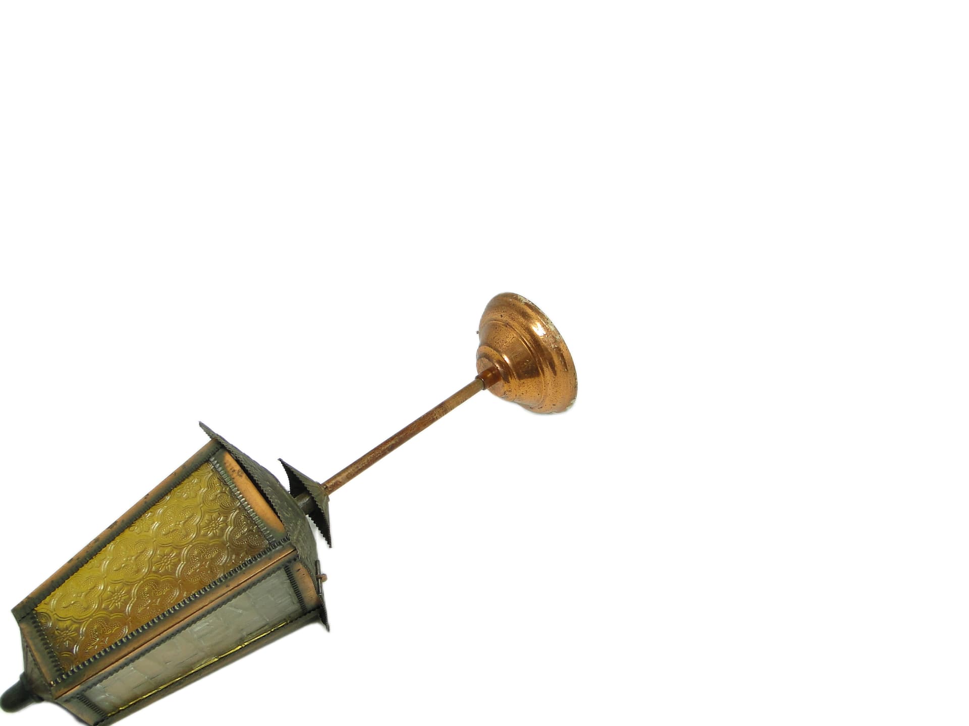 Art Deco ceiling lamp, copper, glass, Poland, 1970s. - 96760