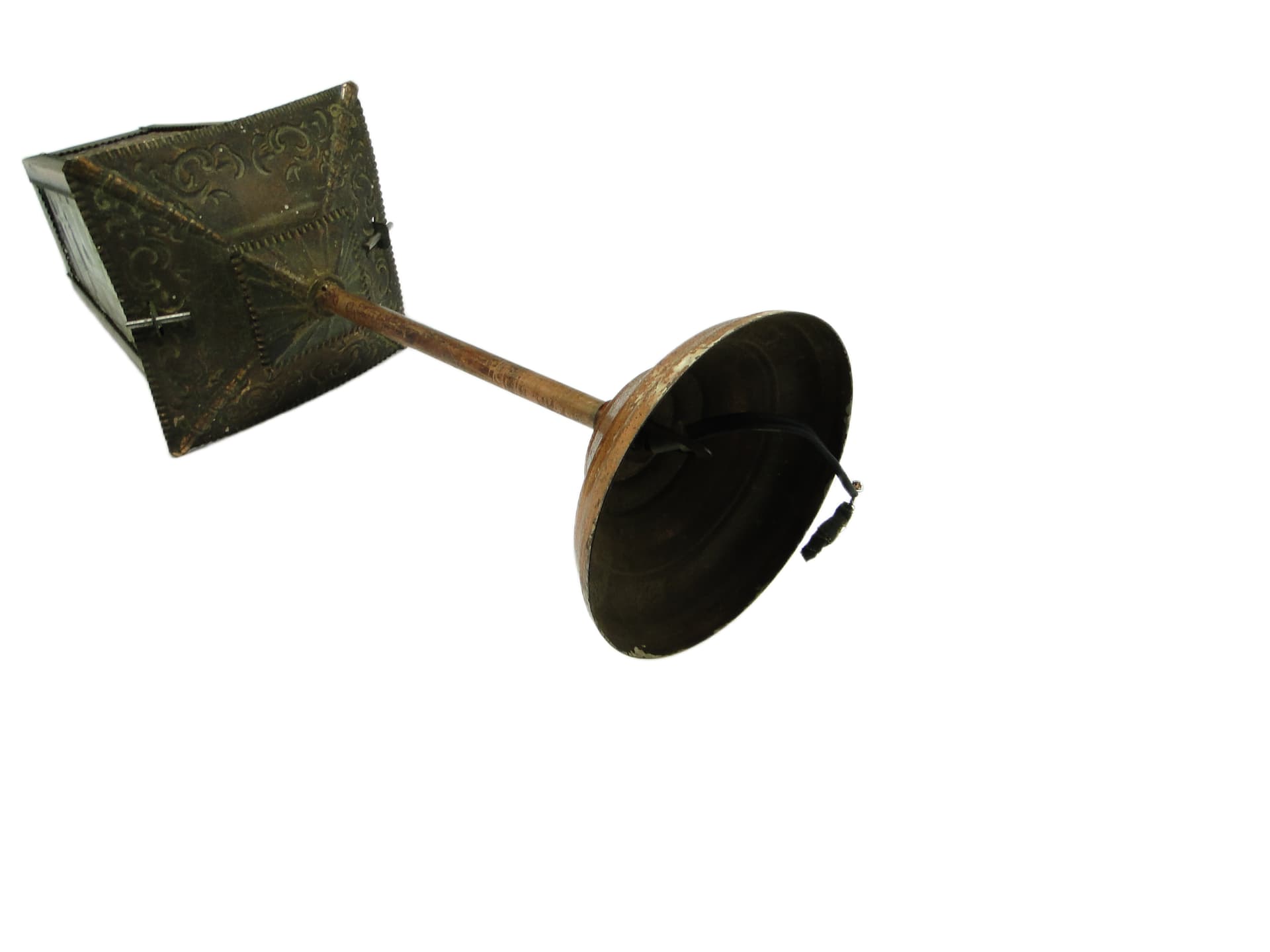 Art Deco ceiling lamp, copper, glass, Poland, 1970s. - 96756