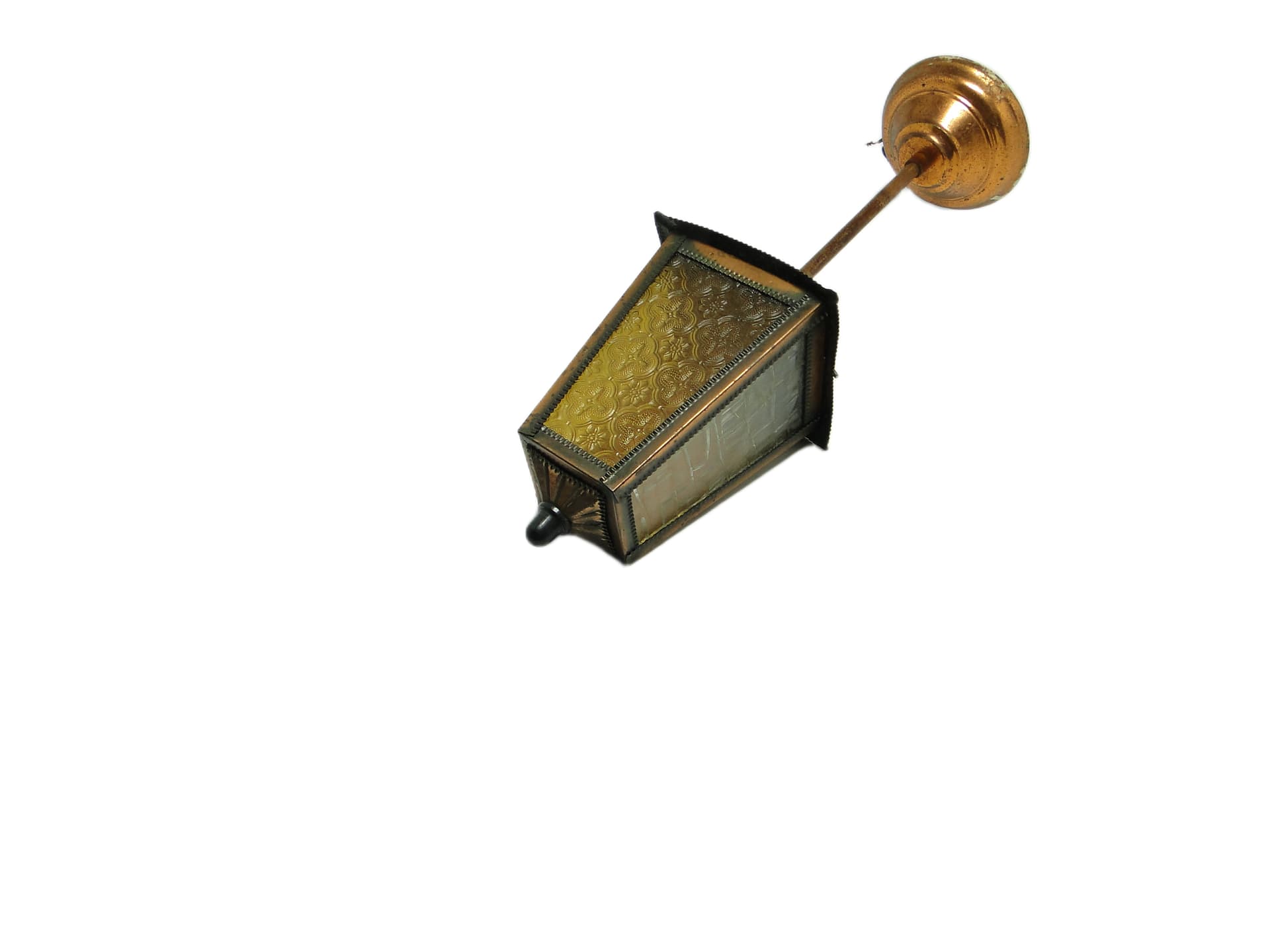 Art Deco ceiling lamp, copper, glass, Poland, 1970s. - 96759