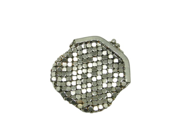 Art Deco coin purse, silver-plated brass, Poland, 1950s. - DIMENSION