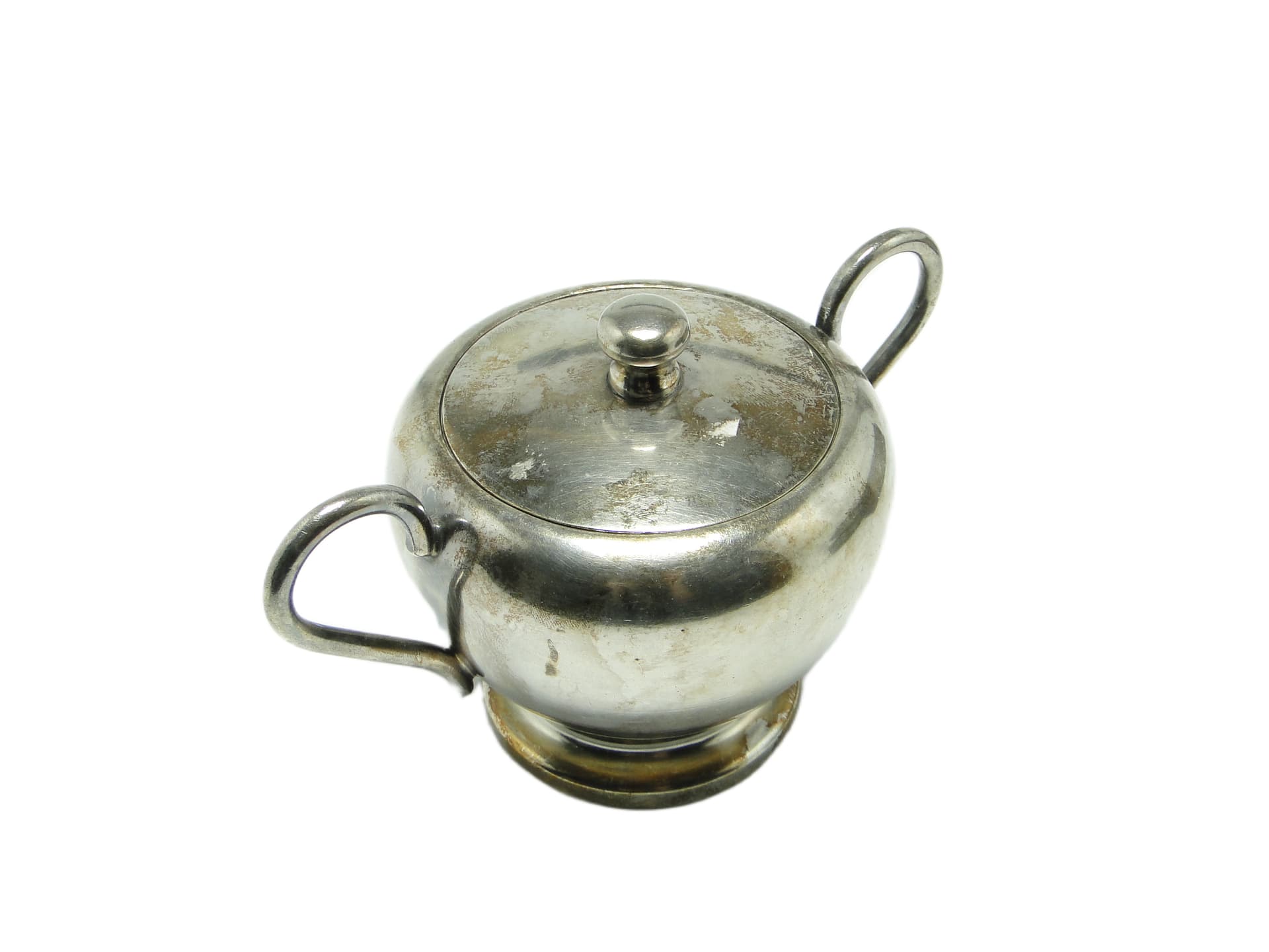 Cukiernica Art Deco, mosiądz srebrzony, Polska, lata 50. - 96875