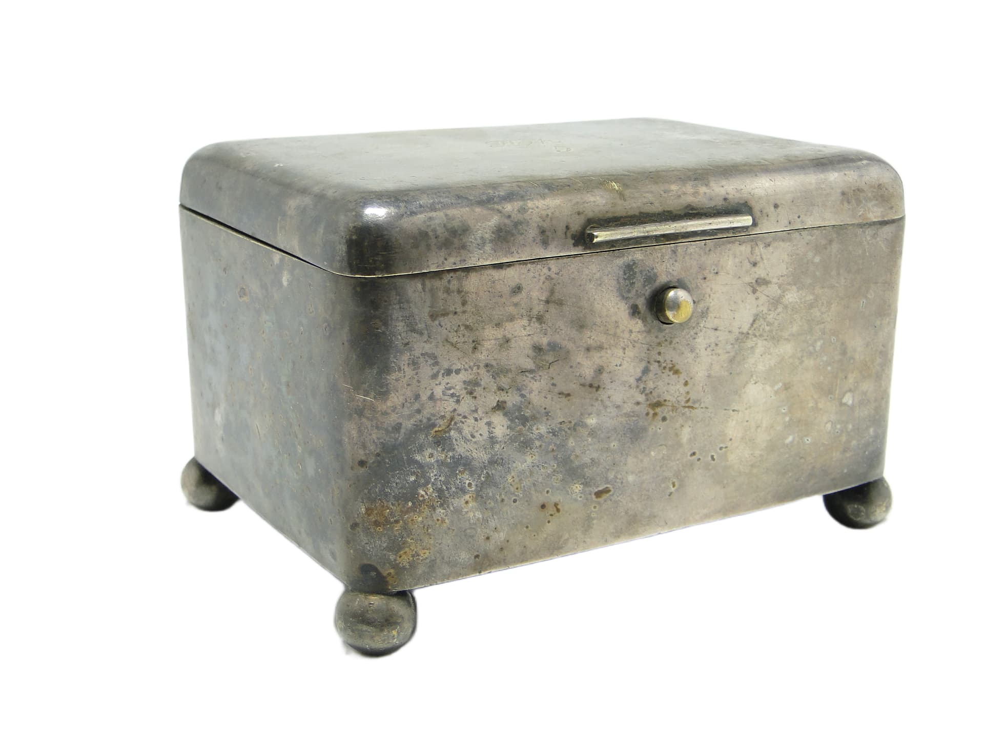 Cukiernica Art déco, mosiądz srebrzony, Norblin, Polska, lata 20. - 96930