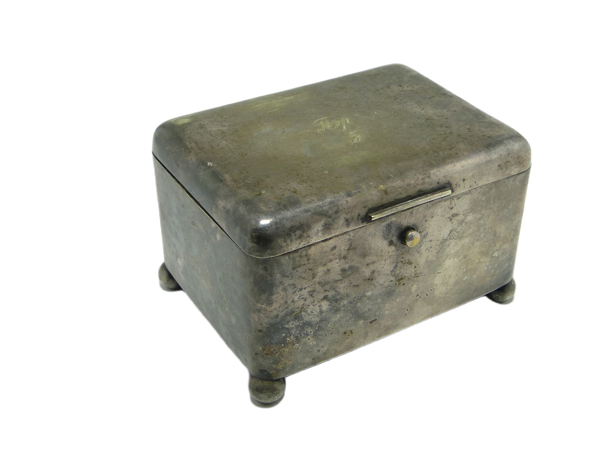 Cukiernica Art déco, mosiądz srebrzony, Norblin, Polska, lata 20. - 96934