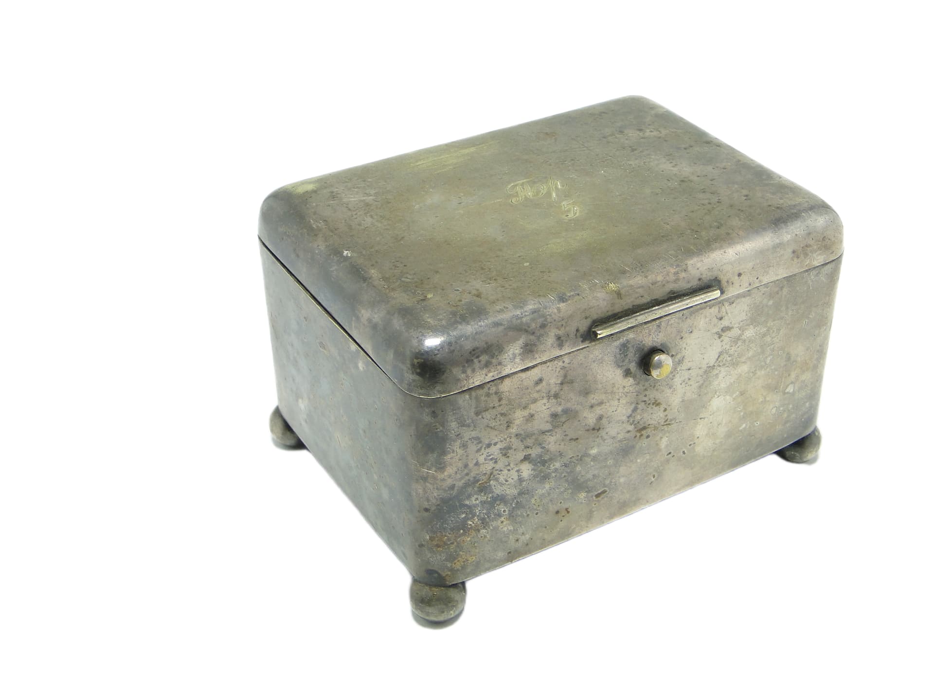 Cukiernica Art déco, mosiądz srebrzony, Norblin, Polska, lata 20. - 96935