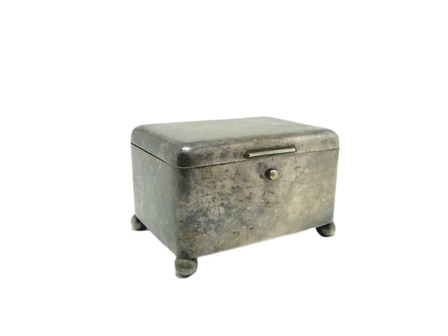 Cukiernica Art déco, mosiądz srebrzony, Norblin, Polska, lata 20. - WYMIARY