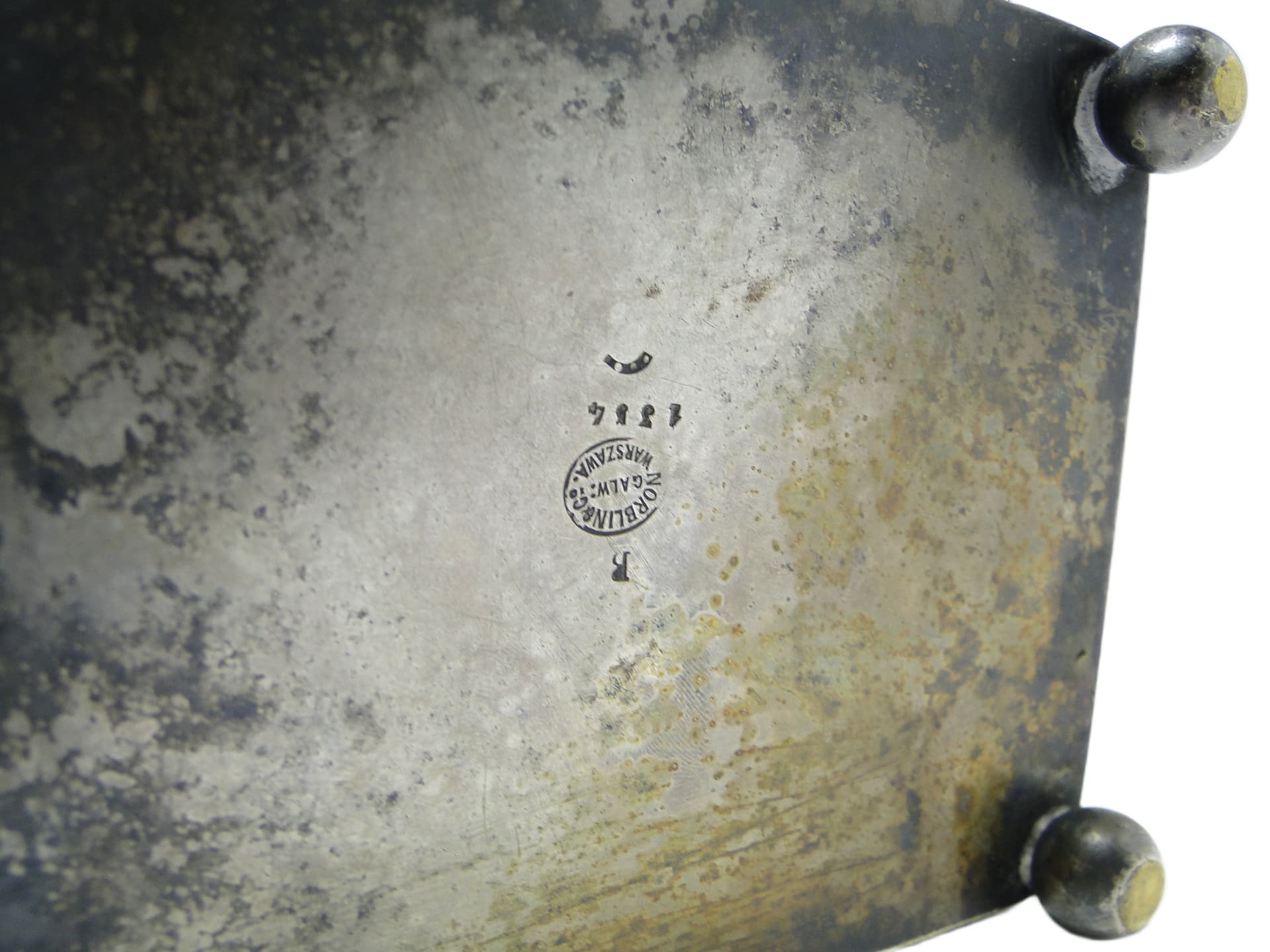 Cukiernica Art déco, mosiądz srebrzony, Norblin, Polska, lata 20. - 96936