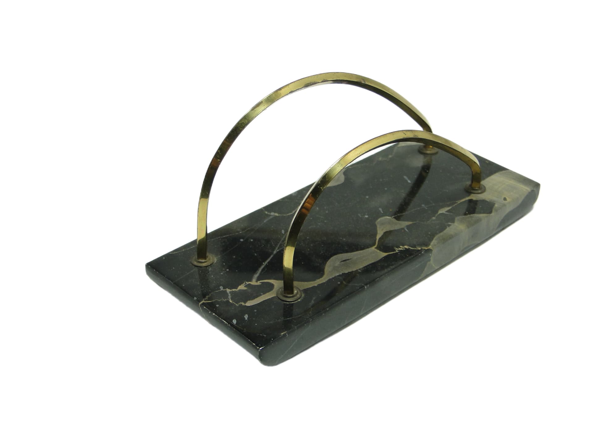 Listownik Art Deco, marmur czarny, mosiądz chromowany, Niemcy, lata 30. - 96972