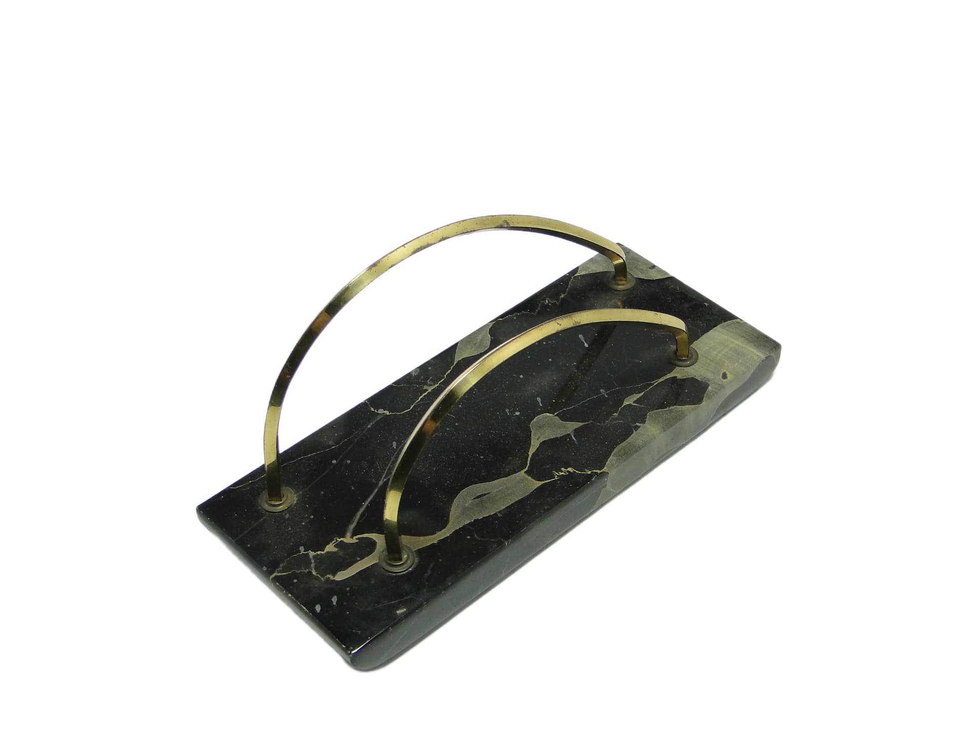 Listownik Art Deco, marmur czarny, mosiądz chromowany, Niemcy, lata 30. - 96974