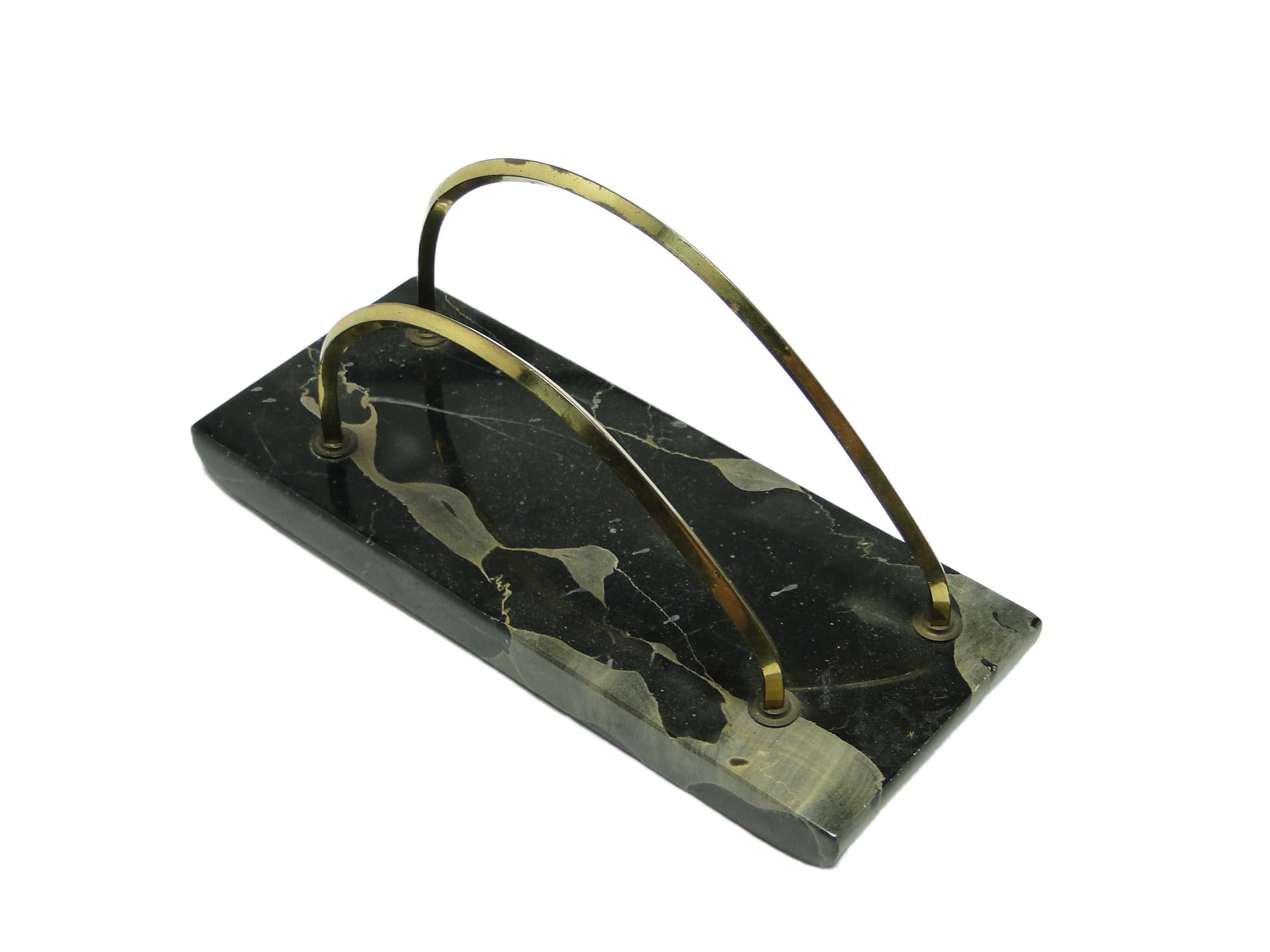 Listownik Art Deco, marmur czarny, mosiądz chromowany, Niemcy, lata 30.