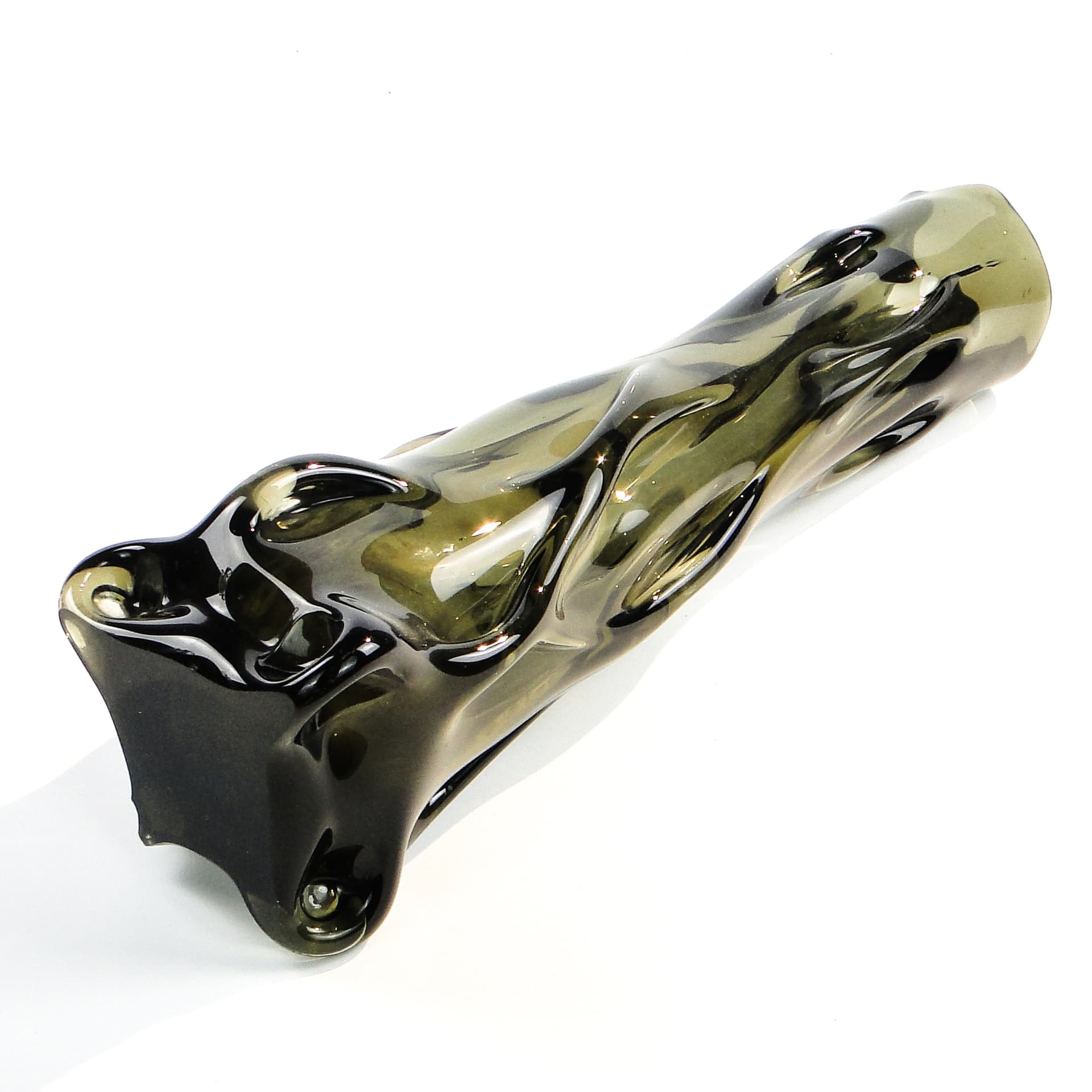 Wazon mid-century modern, szkło oliwkowe, Polska, lata 70. - 97530