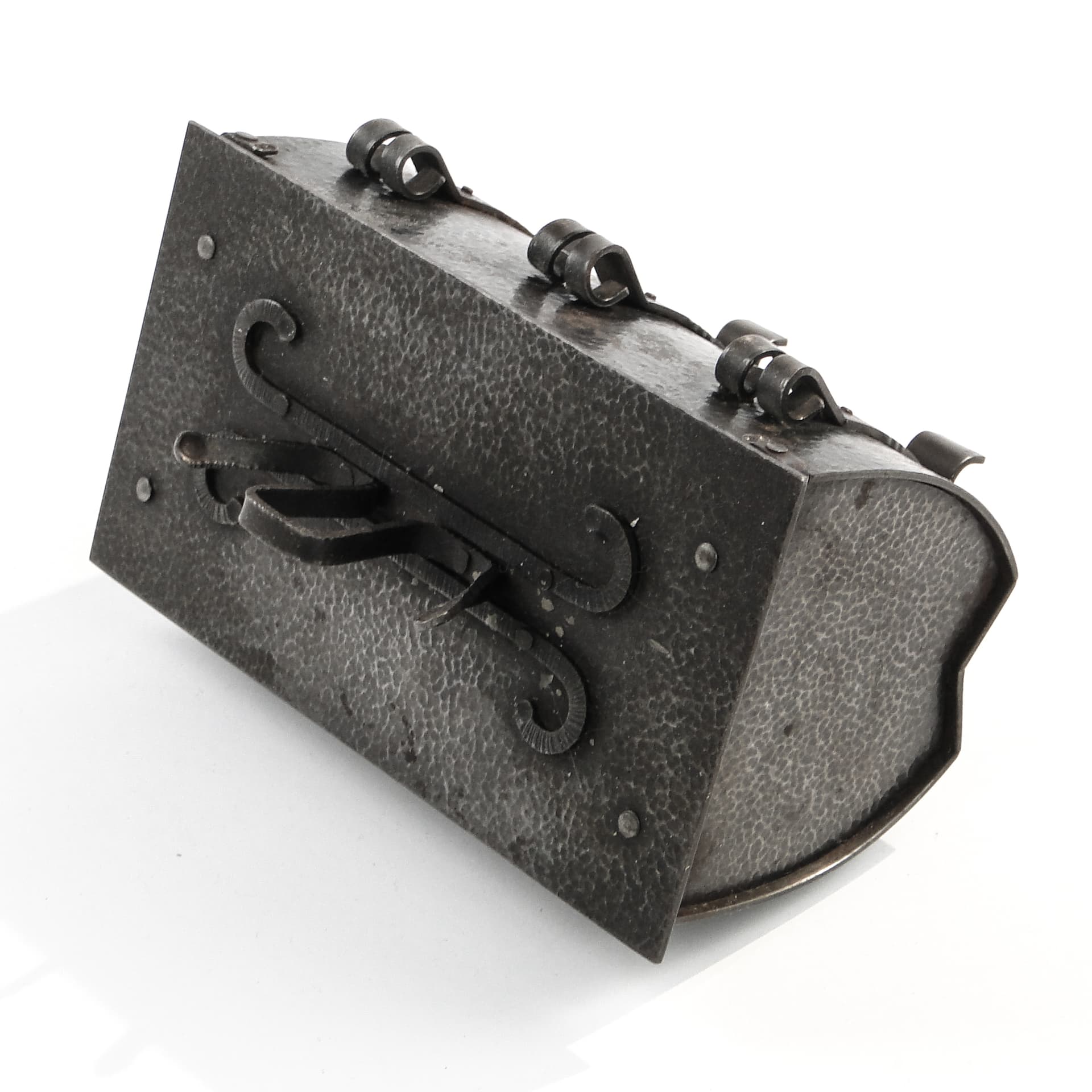 Brutalist cigar box, hammered grey steel, Poland, 1970s. - 97583