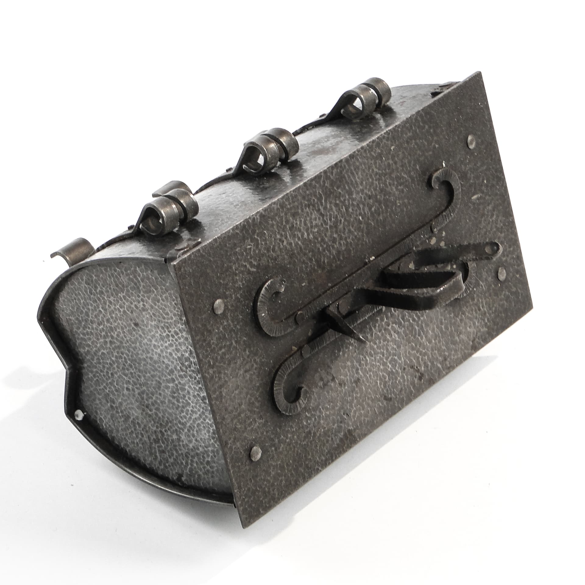 Brutalist cigar box, hammered grey steel, Poland, 1970s. - 97582