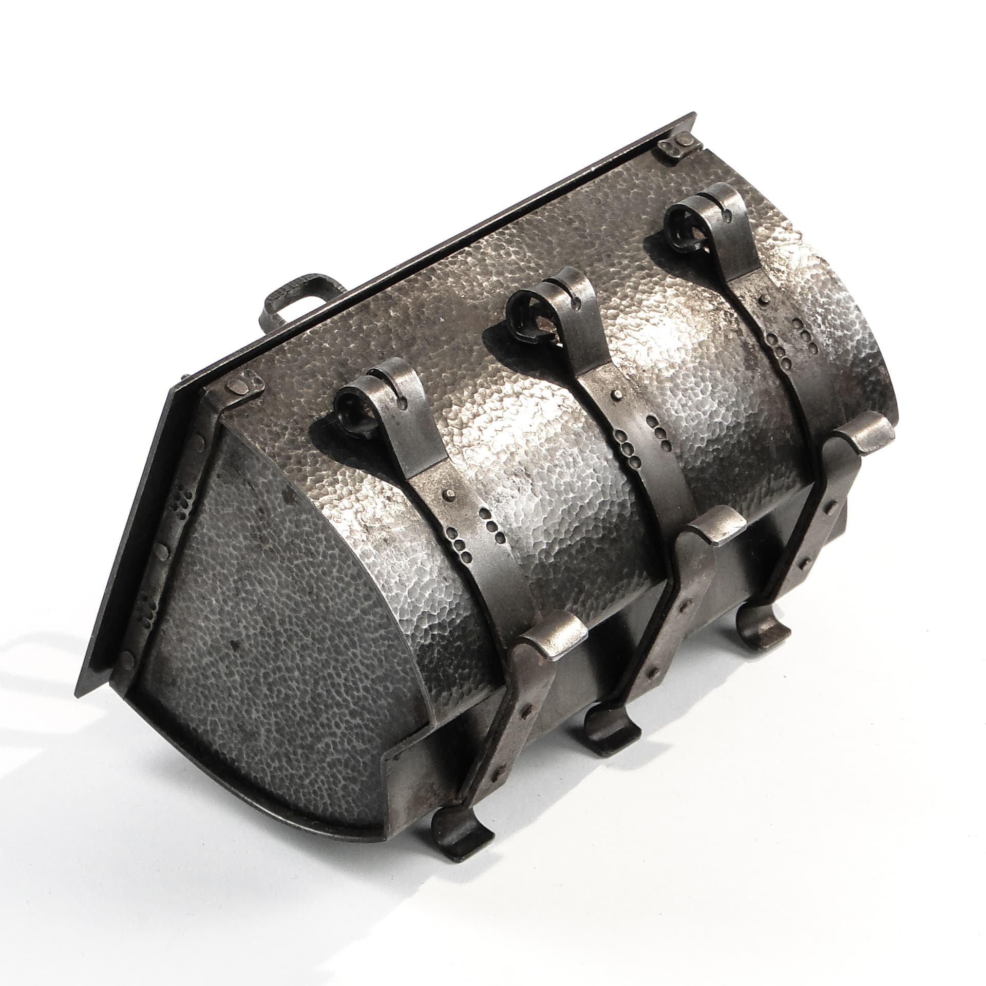 Brutalist cigar box, hammered grey steel, Poland, 1970s. - 97576