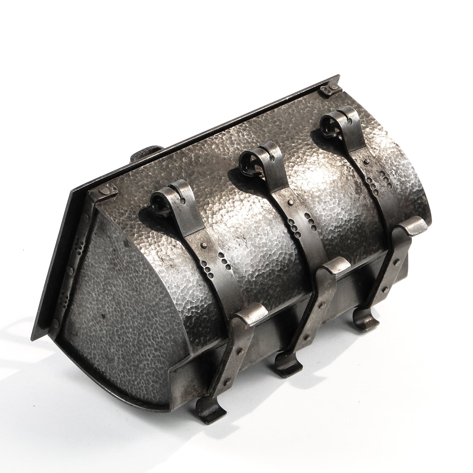 Brutalist cigar box, hammered grey steel, Poland, 1970s. - 97580