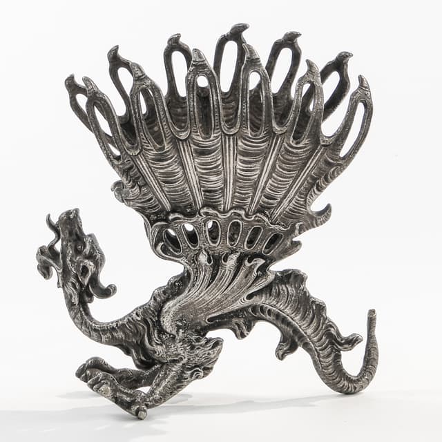 Stojak na nożyki do owoców, Art Nouveau, mosiądz srebrzony, Fraget, Polska, XIX w. - WYMIARY