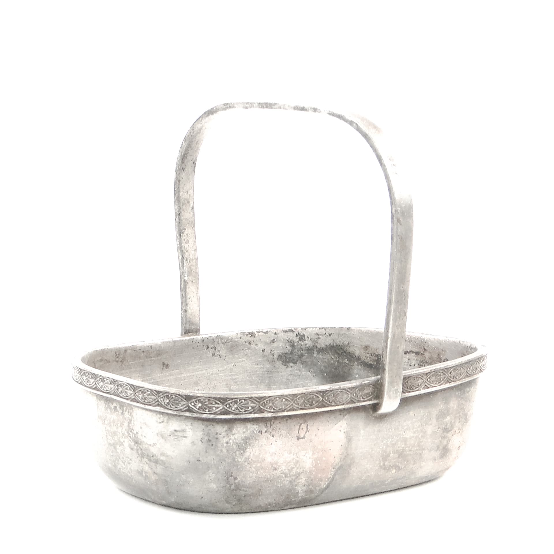 Kosz na bakalie Art Deco, metal platerowany srebrem, Norblin, Polska, lata 30. - 97621