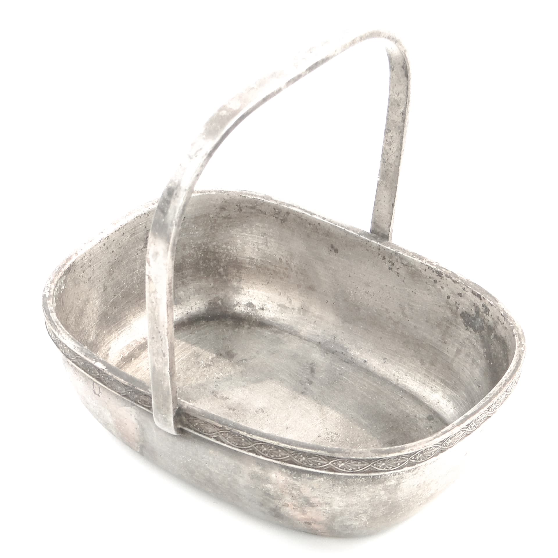 Kosz na bakalie Art Deco, metal platerowany srebrem, Norblin, Polska, lata 30. - 97628