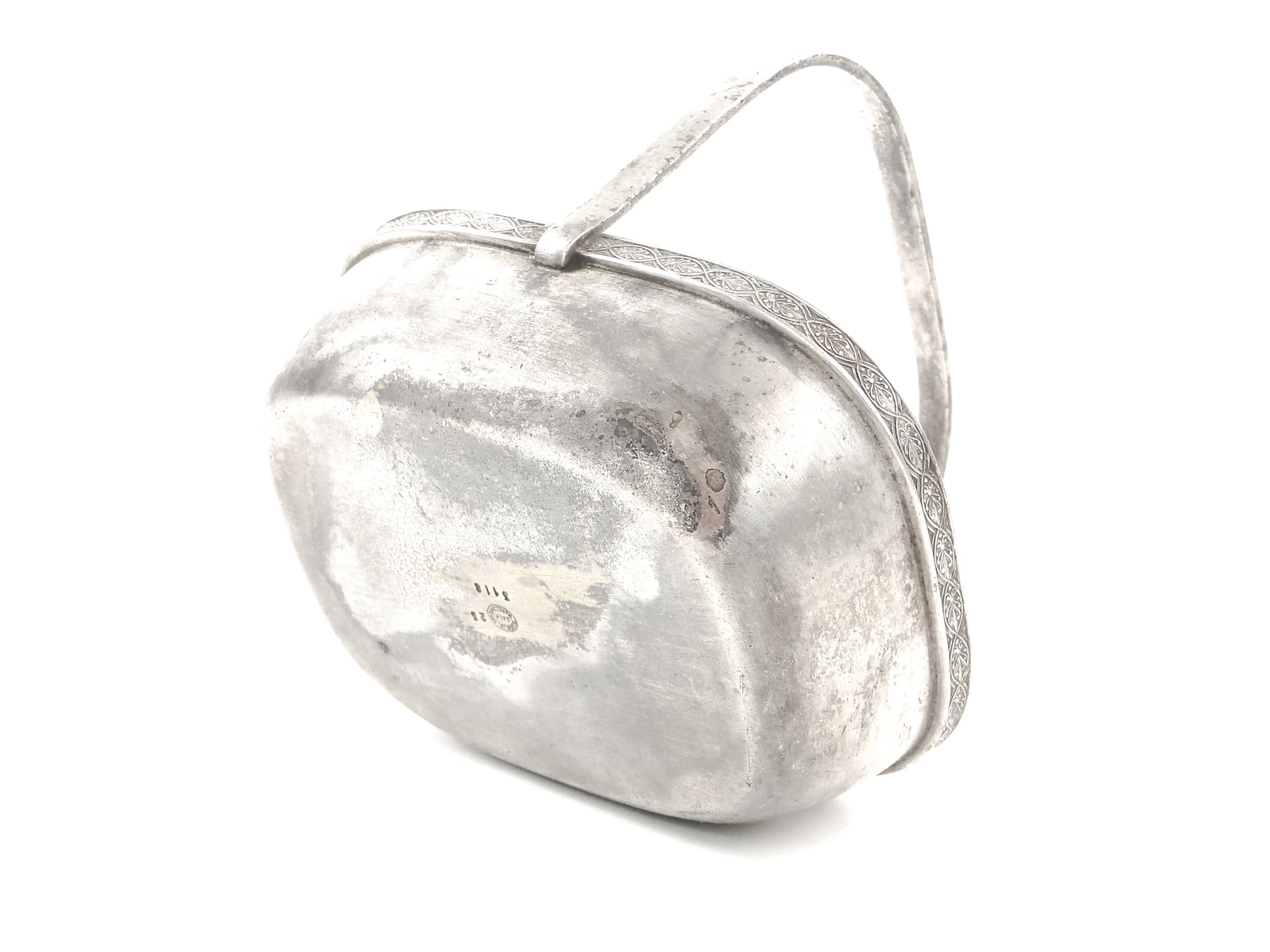 Kosz na bakalie Art Deco, metal platerowany srebrem, Norblin, Polska, lata 30. - 97624