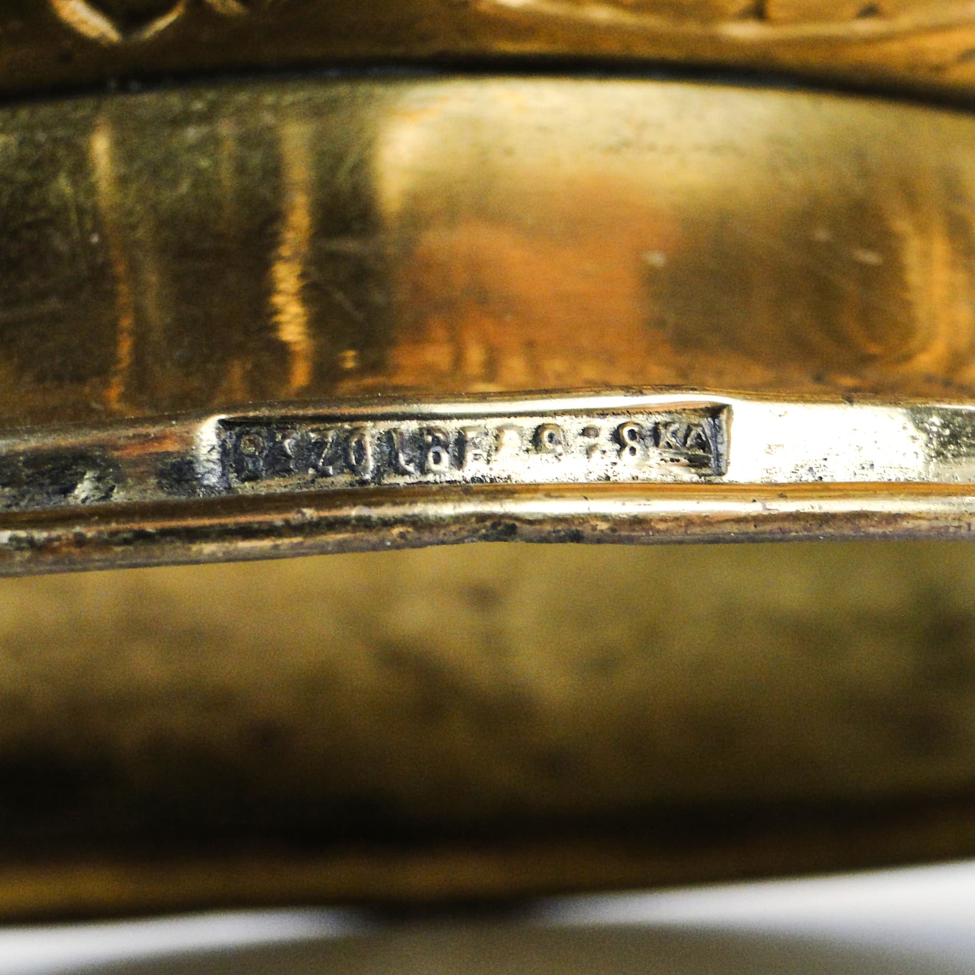 Półmisek secesyjny, mosiądz złocony, Bracia Zolberg, Polska, XIX w. - 97665