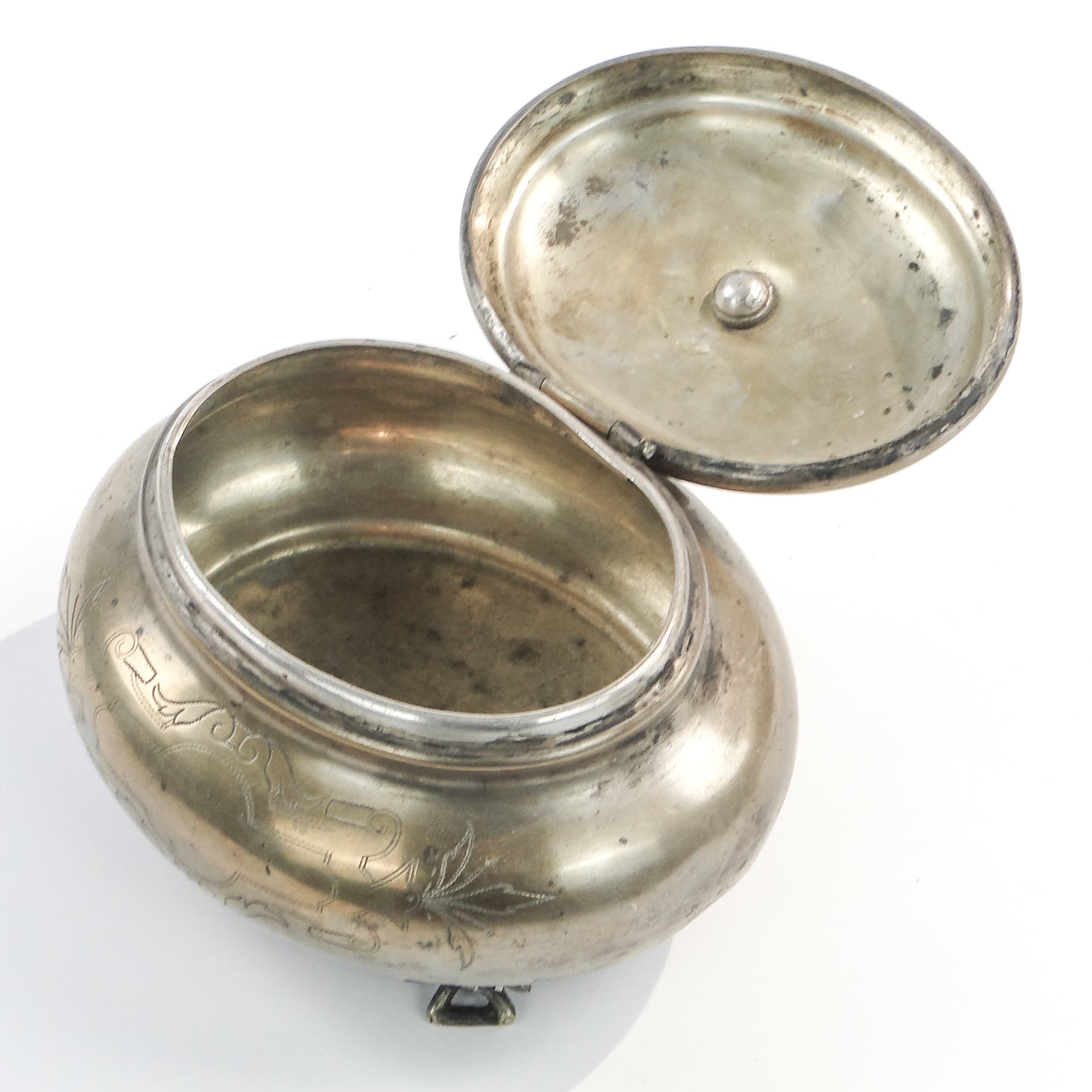 Cukiernica eliptyczna eklektyczna, mosiądz srebrzony, Austria, XIX w. - 97643