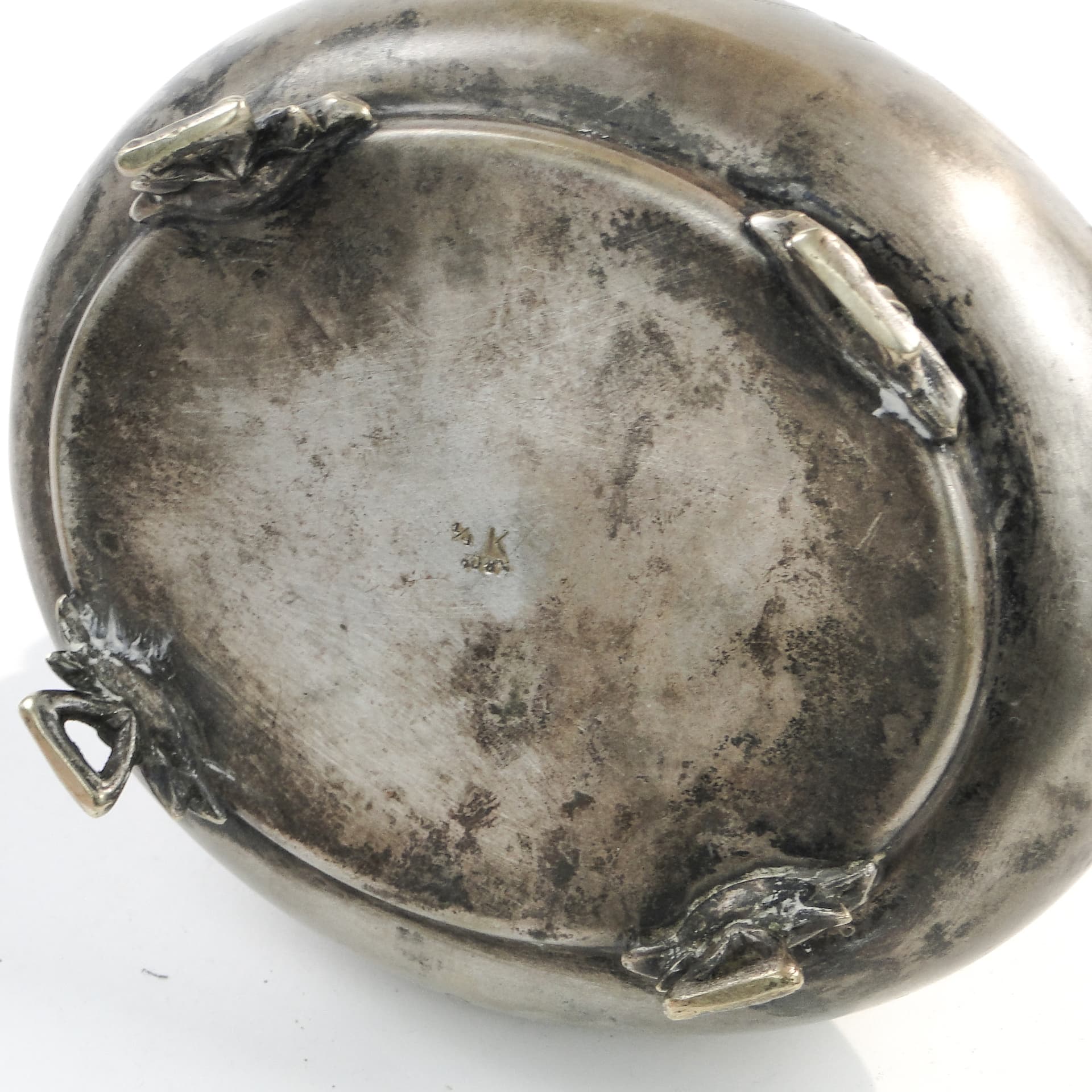 Cukiernica eliptyczna eklektyczna, mosiądz srebrzony, Austria, XIX w. - 97644